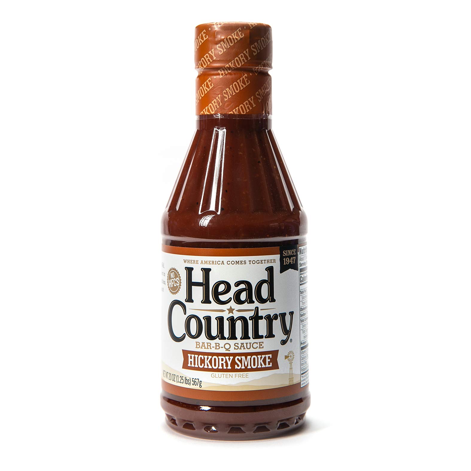 Head Country Bar-B-Q Sauce, Hickory Smoke | Soy Free, Gluten Free BBQ Sauce With No Preservatives | Smoky & Sweet Championship Barbecue Sauce For Ribs, Pork, Sausage & Brisket | 20 Ounce, Pack of 1