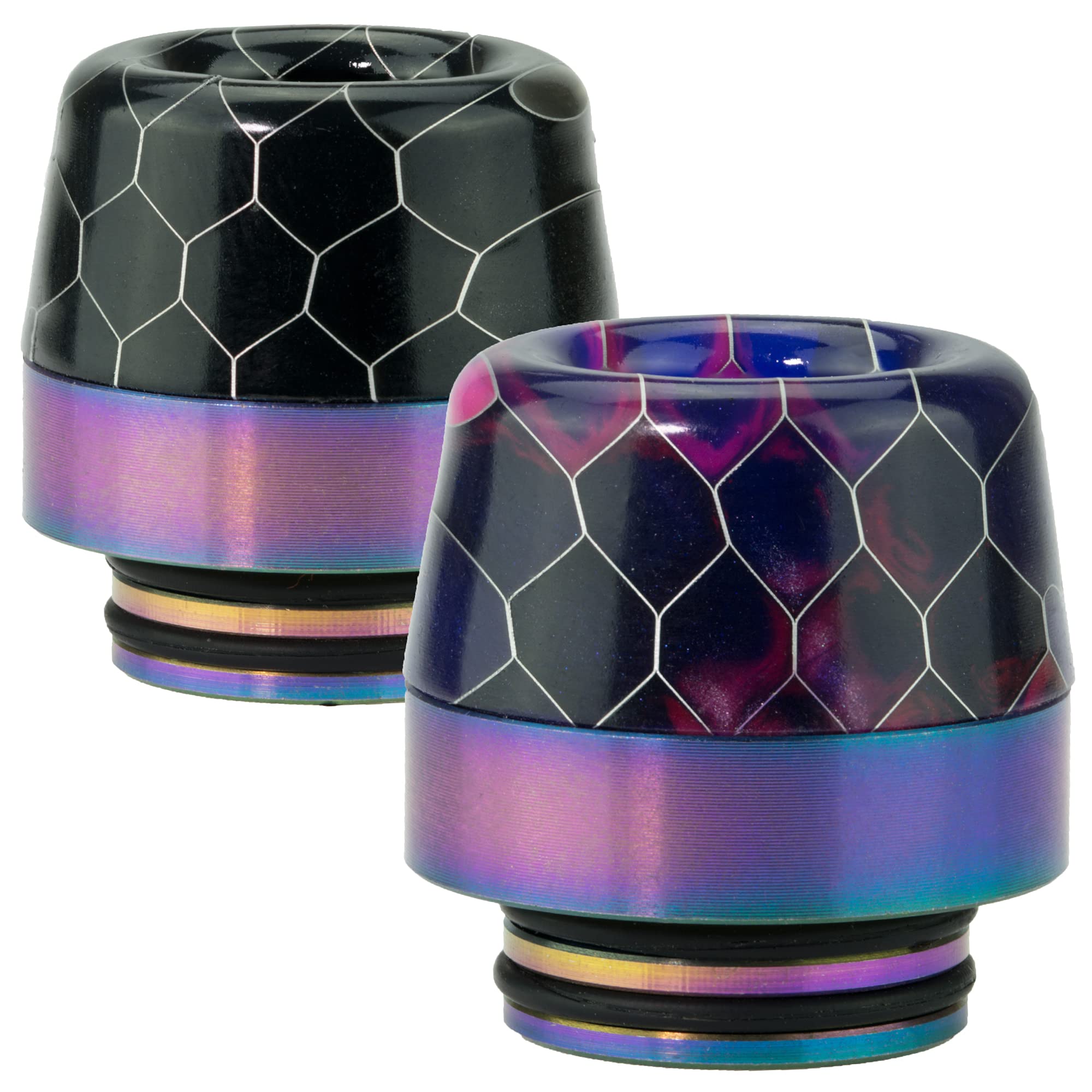 Rmvaporstore 810 Drip Tip CN01 Cobra Resin Stainless Steel Base for Smok TFV12 Prince/Horizon Falcon King/Freemax Mesh Pro 2 Pack (BLACK & PURPLE)