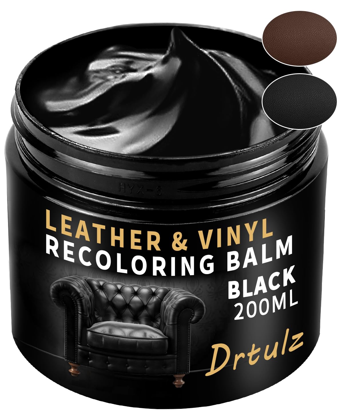 Black Leather Recoloring Balm, Leather Repair Kit for Furniture, Leather Scratch Remover, Leather Color Restorer for Couch, Car Seats, Shoes - Repair Leather Dye for Scratched and Faded Leather