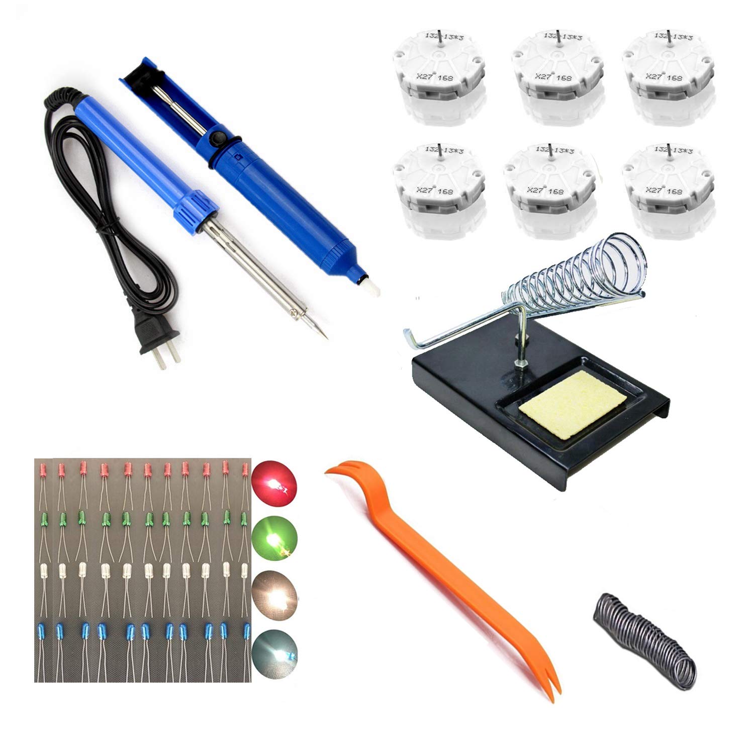 Dr.Roc GM Instrument Cluster Gauge Stepper Motor Repair Kit X27 168 ( 6 Motors,10 Backlight Bulbs,1 Soldering Iron,1 Solder Sucker,1 Remove Tool,Flux Rosin Core Solder )