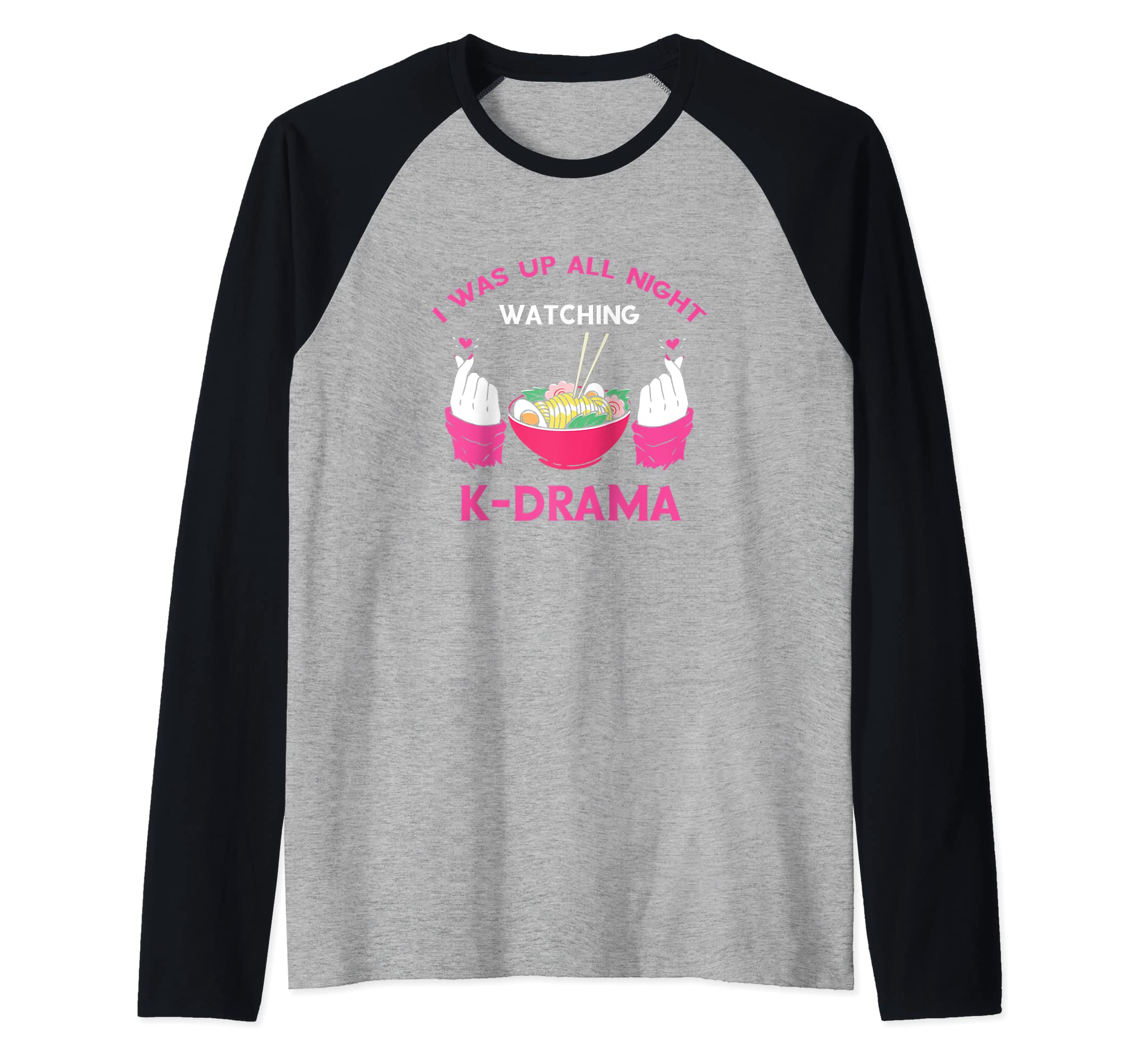 I Was Up All Night Korean Drama K-Pop Food Ramen K-Pop Raglan Baseball Tee