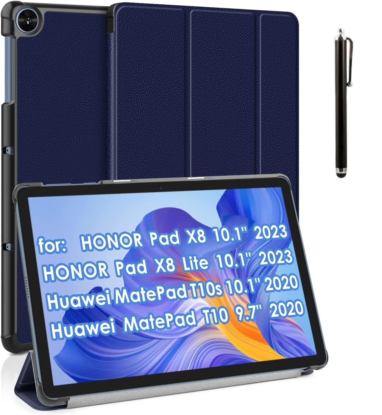 M.G.R.J® Smart Trifold Hard Shell Flip Case Cover for Honor Pad X8 10.1 inch (Auto Sleep/Wake|Magnetic Closure|Stylus Pen) (Blue)