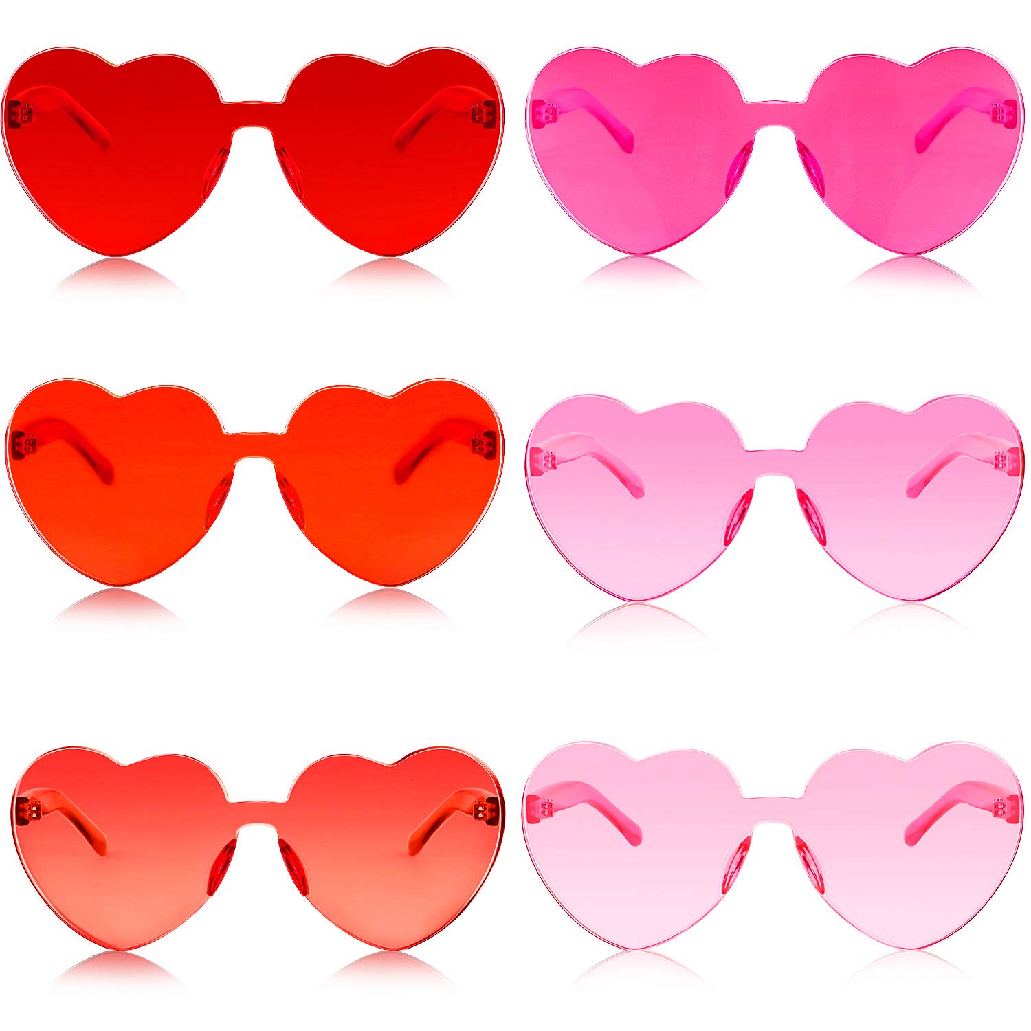 6 Pieces Heart Sunglasses Pink Sunglasses Heart Shaped Sunglasses for Party Cosplay