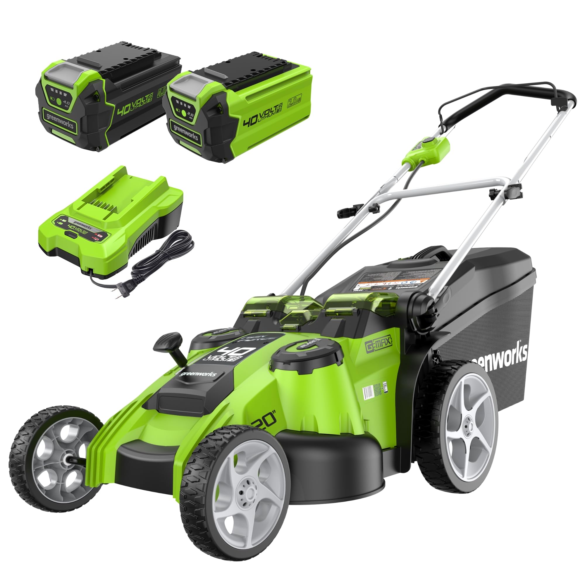 Greenworks 40V 20" Twin Blade Mower, 4.0Ah + 2.0Ah Battery