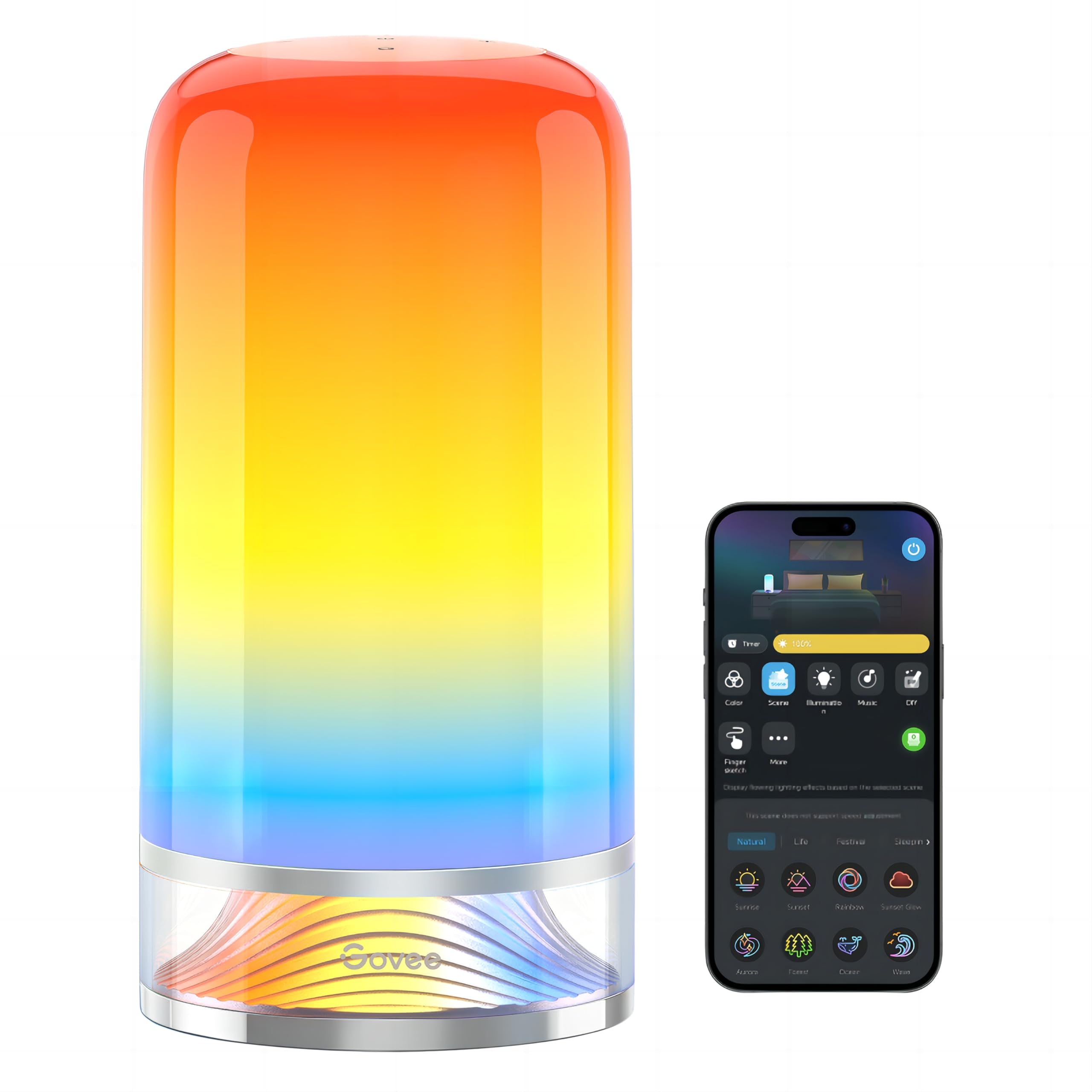 GoveeBedside Touch Table Lamp, Night Light Kids LED RGBICWW Works with Matter and Alexa,with Music Sync and 64 Scene Modes, 2700-6500k,Nightstand Light for Living Room, Bedroom Decor(Corded Electric)