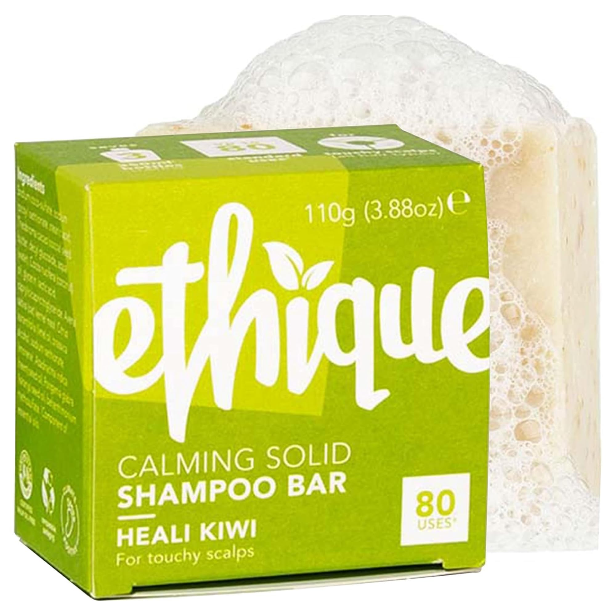 EthiqueHeali Kiwi - Calming Solid Shampoo Bar for Dry, Itchy, Flaky, and Oily Scalps and Hair - Vegan, Eco-Friendly, Plastic-Free, Cruelty-Free, 3.88 oz (Pack of 1)