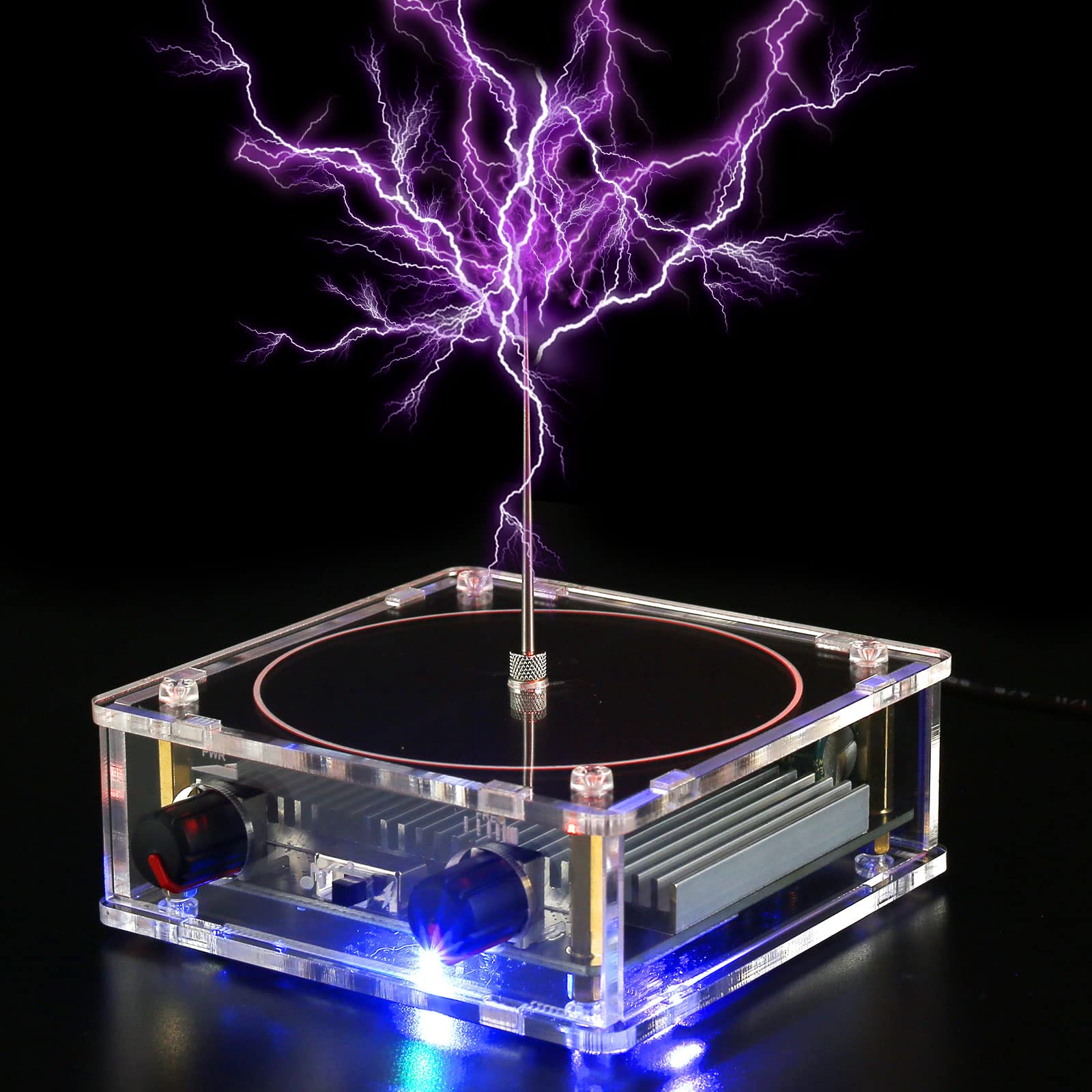 HOTBEST Musical Tesla Coil, Bluetooth Music Tesla Coil, Touchable Artificial Lightning Spark Gap Arc Generator, Wireless Transmission Experiment Model, Science Teaching Experiment Tool Desktop Toy(B)