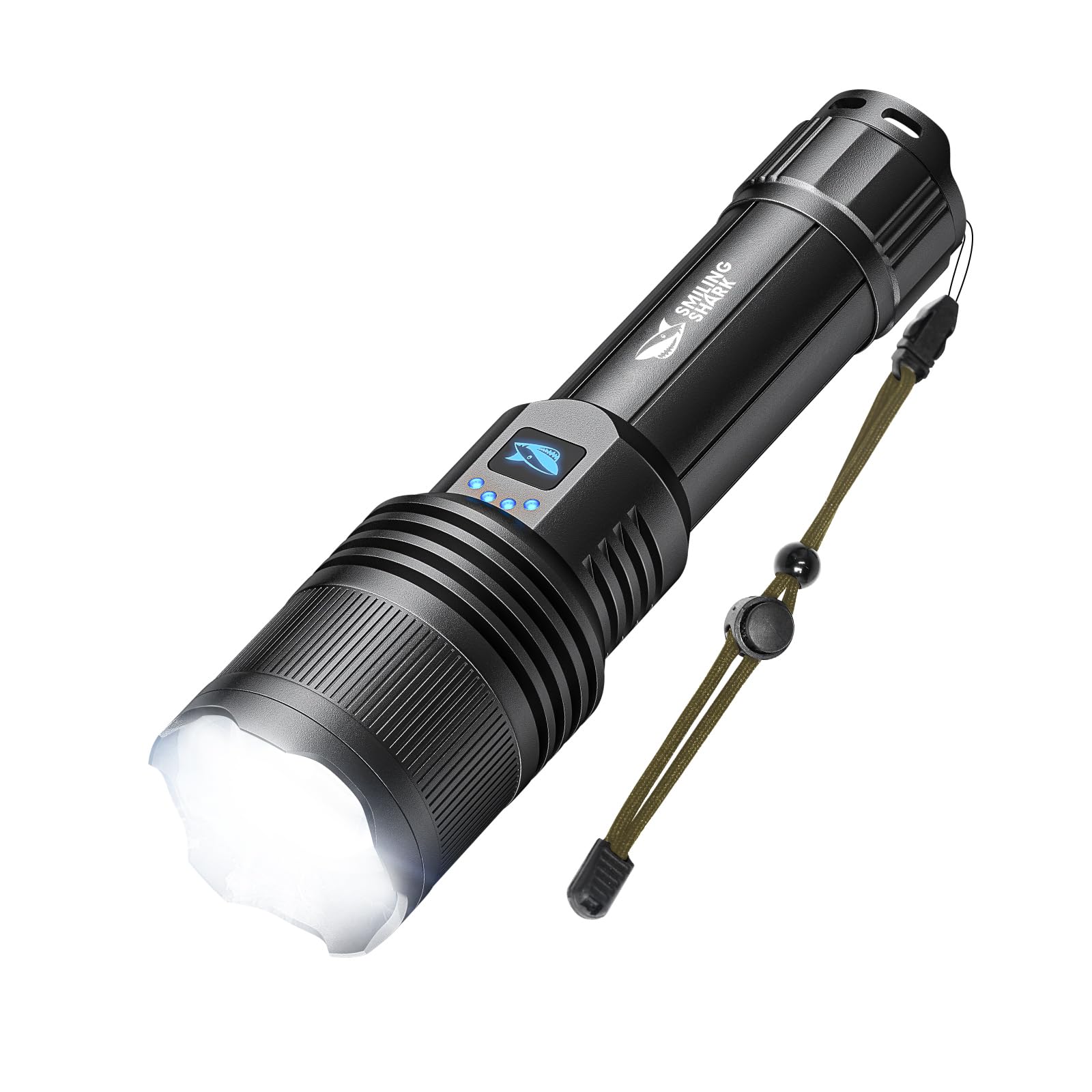 Smiling Shark Flashlight, Ultra-Bright LED Flashlights with 8000 Lumens SD-5212 for Camping Hiking Outdoor Waterproof Handheld Torch with Zoomable Focus,Flashlight-LED-Tactical-Rechargable-Torchlight