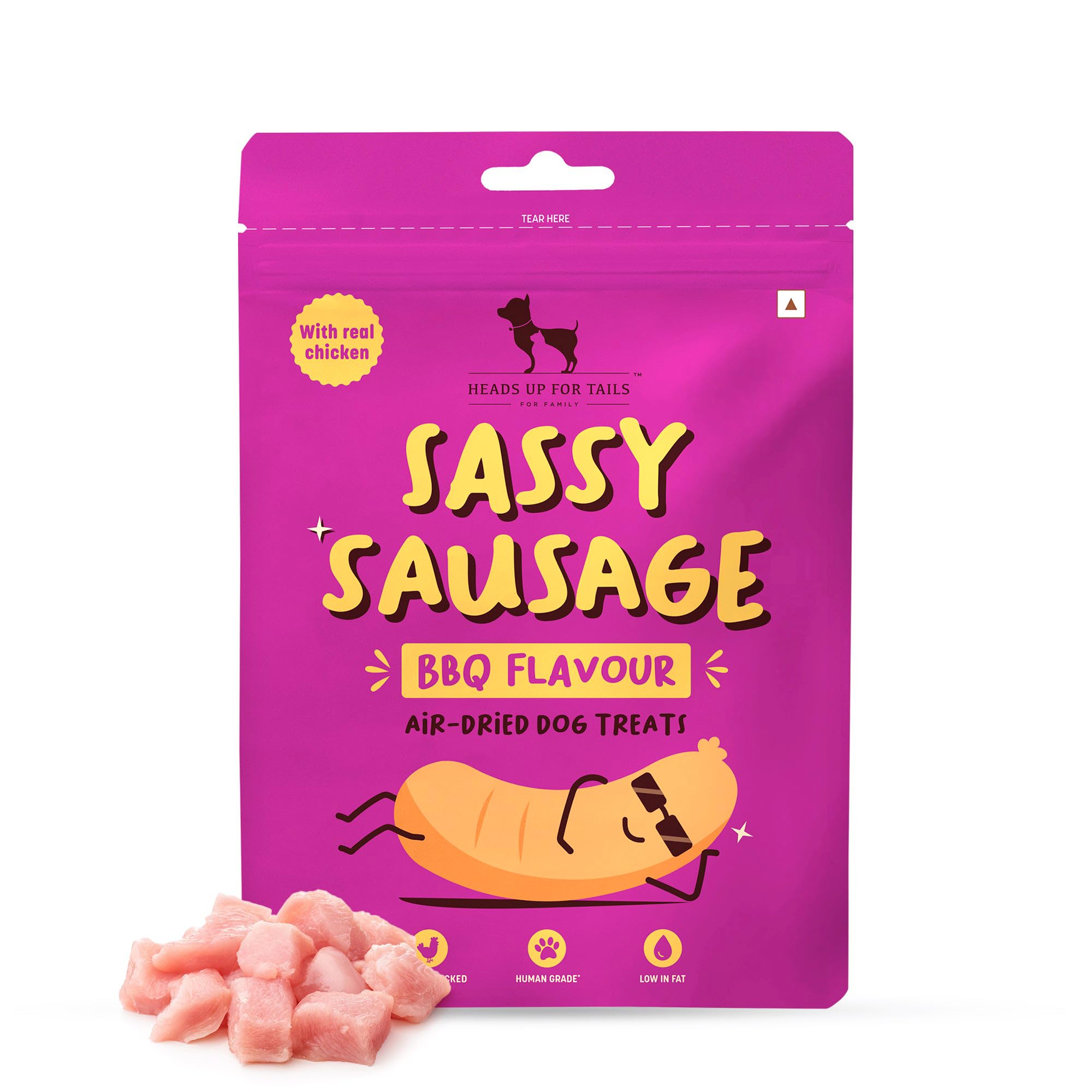 HUFT Sassy Sausage with Real Chicken Air-Dried Dog Treats - 100 gm (BBQ)