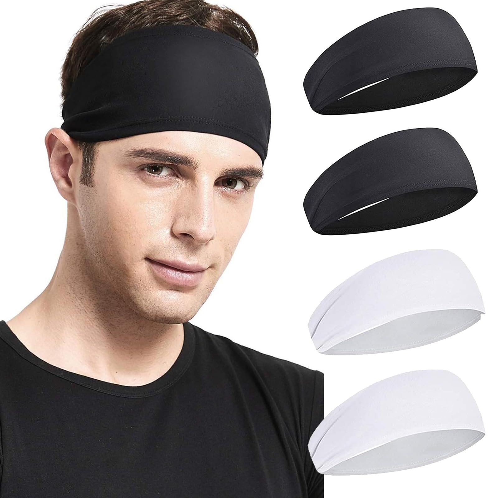 STAYOUNG4PCS Sports Headband - Sweat Absorbing Headband, Sweat Absorbing And Breathable, Elastic And Stretchable, Suitable For Men And Women Fitness, Running Use