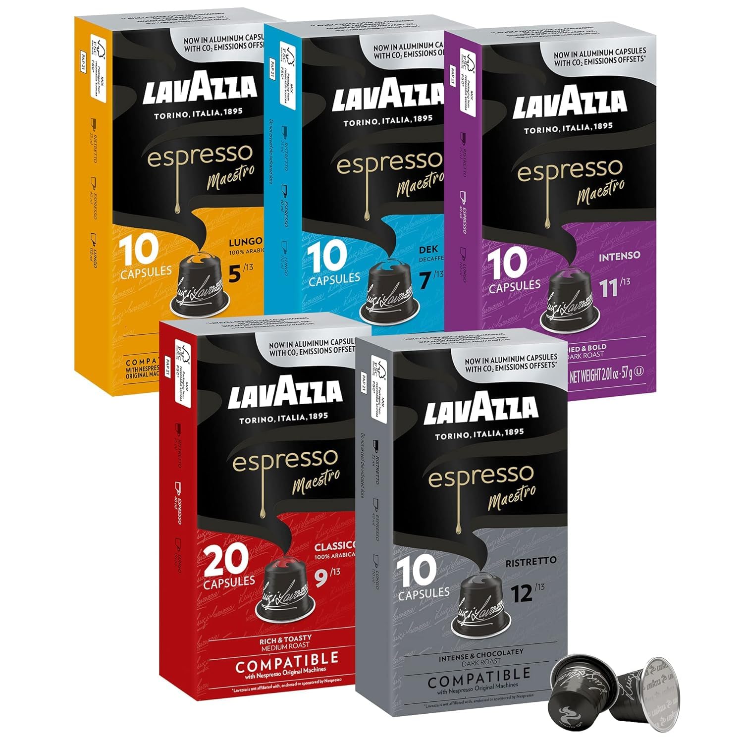 Lavazza Espresso Capsules Compatible with Nespresso Original Machines Variety Pack, 10 Count (Pack of 6)