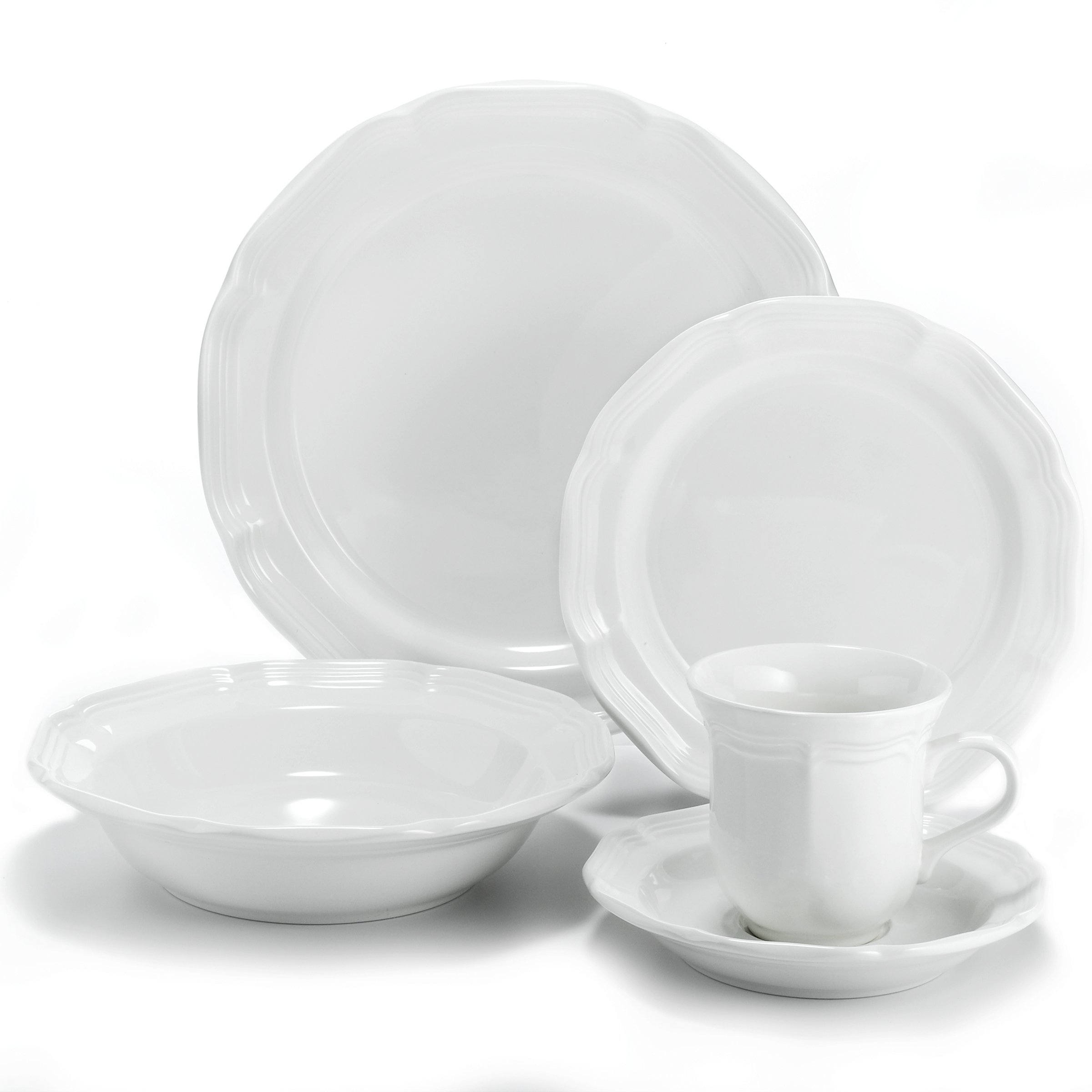 MikasaFrench Countryside 40-Piece Dinnerware Set, Service for 8, White