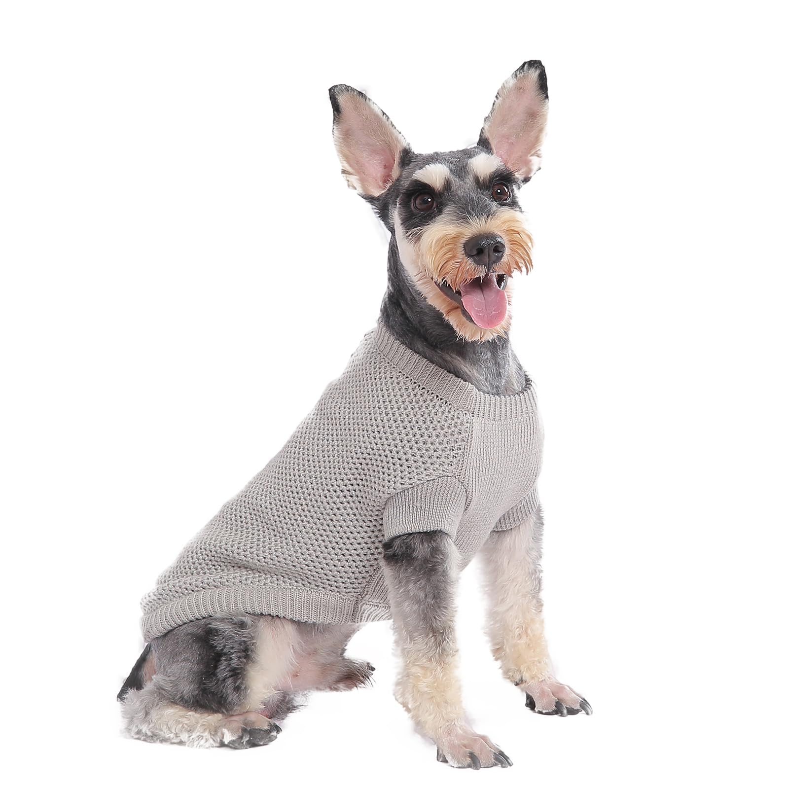 Pet Sweater, X-Small Dog Sweaters for Dogs Girls and Boys, Crew Neck Pullover, Grey Puppy Sweater Outfits, Suit for Yorkie, Chihuahua, Maltese, etc.