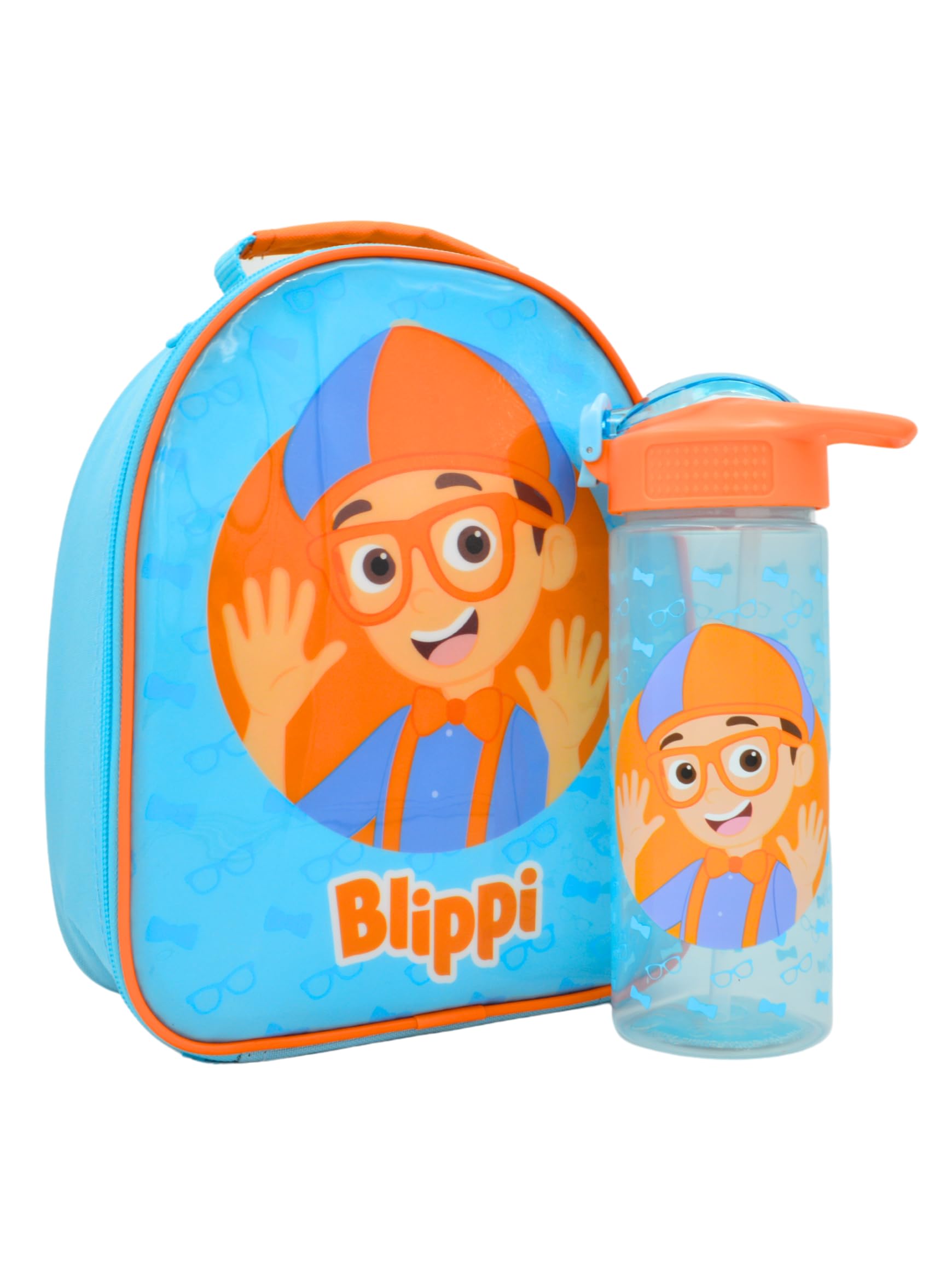 HOX Blippi Lunch Bag and Water Bottle Set Kids Lunch Bag and Water Bottle with Flip Up Spout Straw