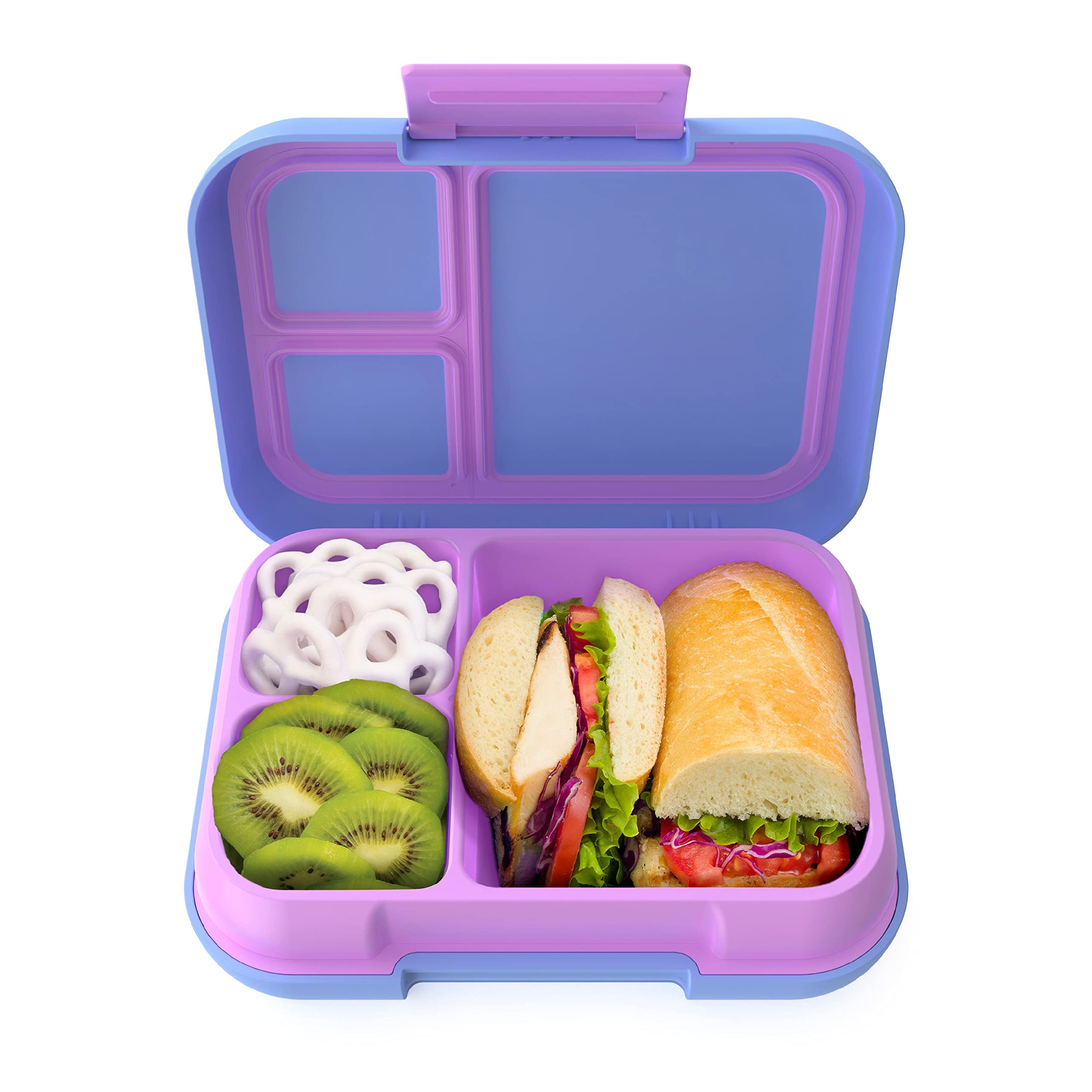 BentgoPop - Leak-Proof Bento-Style Lunch Box with Removable Divider for 3-4 Compartments - Perfect for Kids 8+ and Teens, Microwave/Dishwasher Safe, BPA-Free & Sustainable (Periwinkle/Pink)