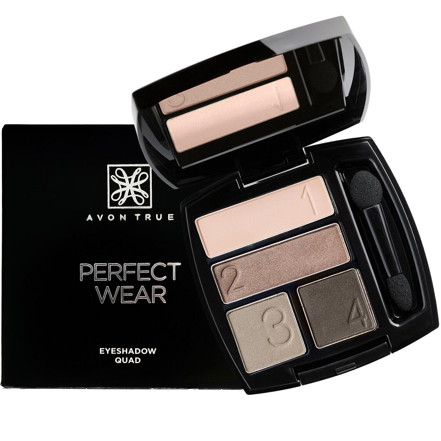 Avon True Colour Perfect Wear Eyeshadow Quad Mirrored Compact Palette (Stone Taupes)