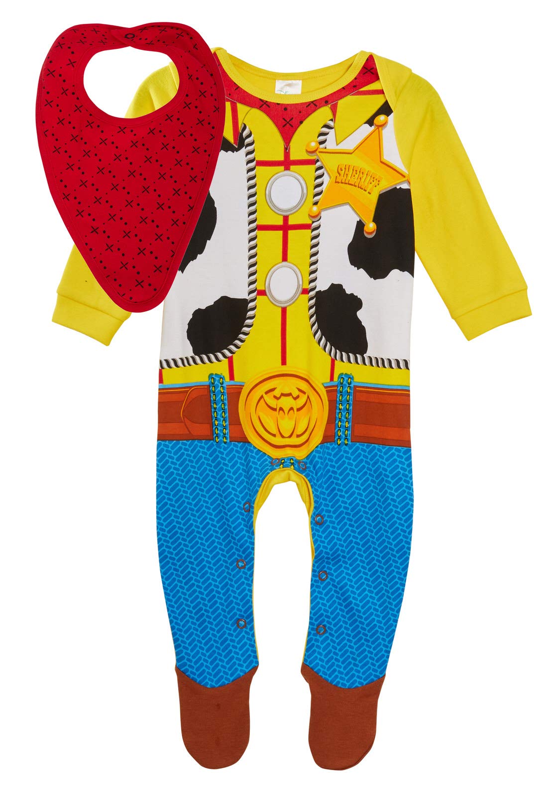 Disney Sheriff Woody Babygrow Toy Story 4 Baby Sleepsuit and Bandana Bib Gift Set