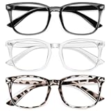 Okany Blue Light Glasses for Kids 3 Pack Blue Light Blocking Glasses for Girls Boys Computer Gaming Screen Glasses&comma; Anti Glare Eyestrain Teen Fashion Glasses Age 3-10 &lpar;Grey Black&plus;Transparent&plus;Leopard&rpar;