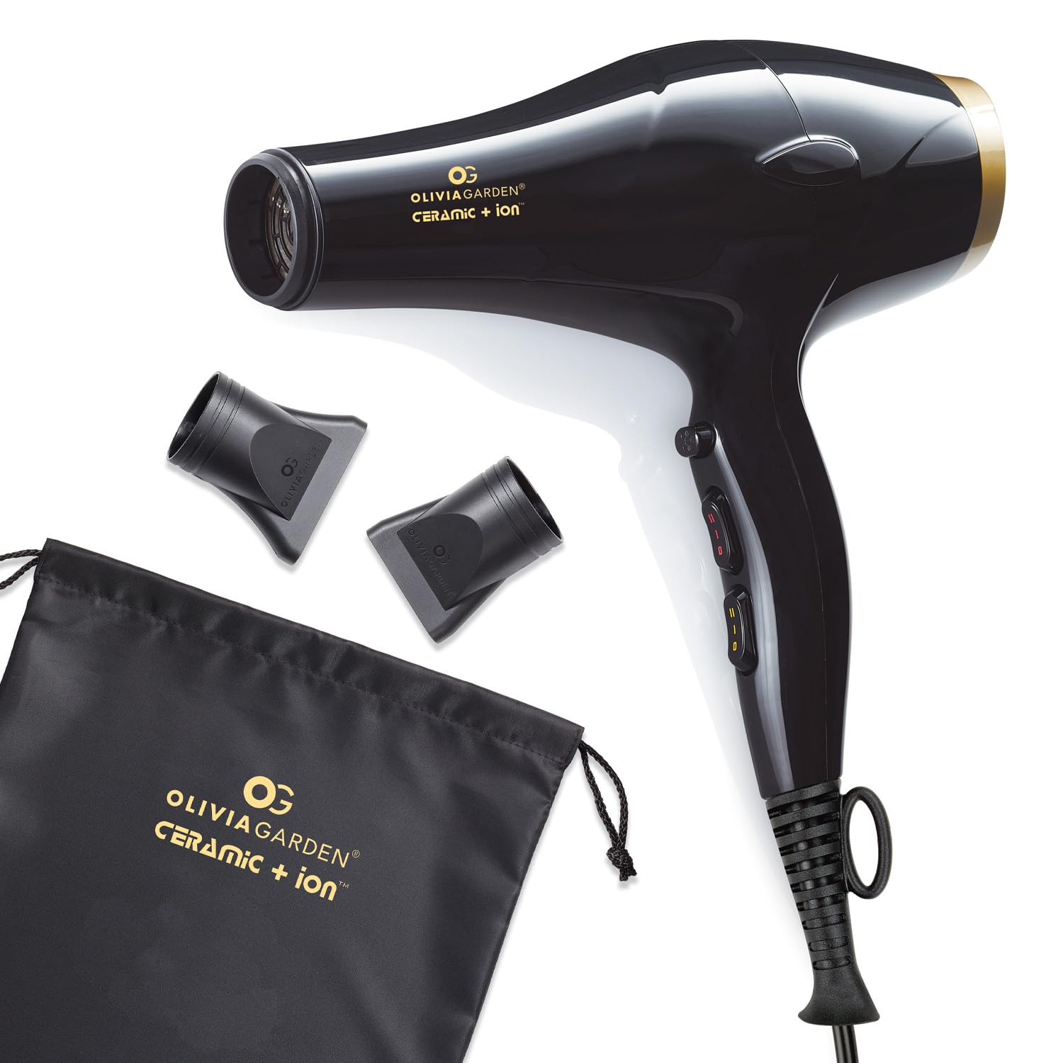 Olivia Garden Ceramic + Ion 1875W Professional Hair Dryer - 2 Speeds, Cool Shot, Ionic"