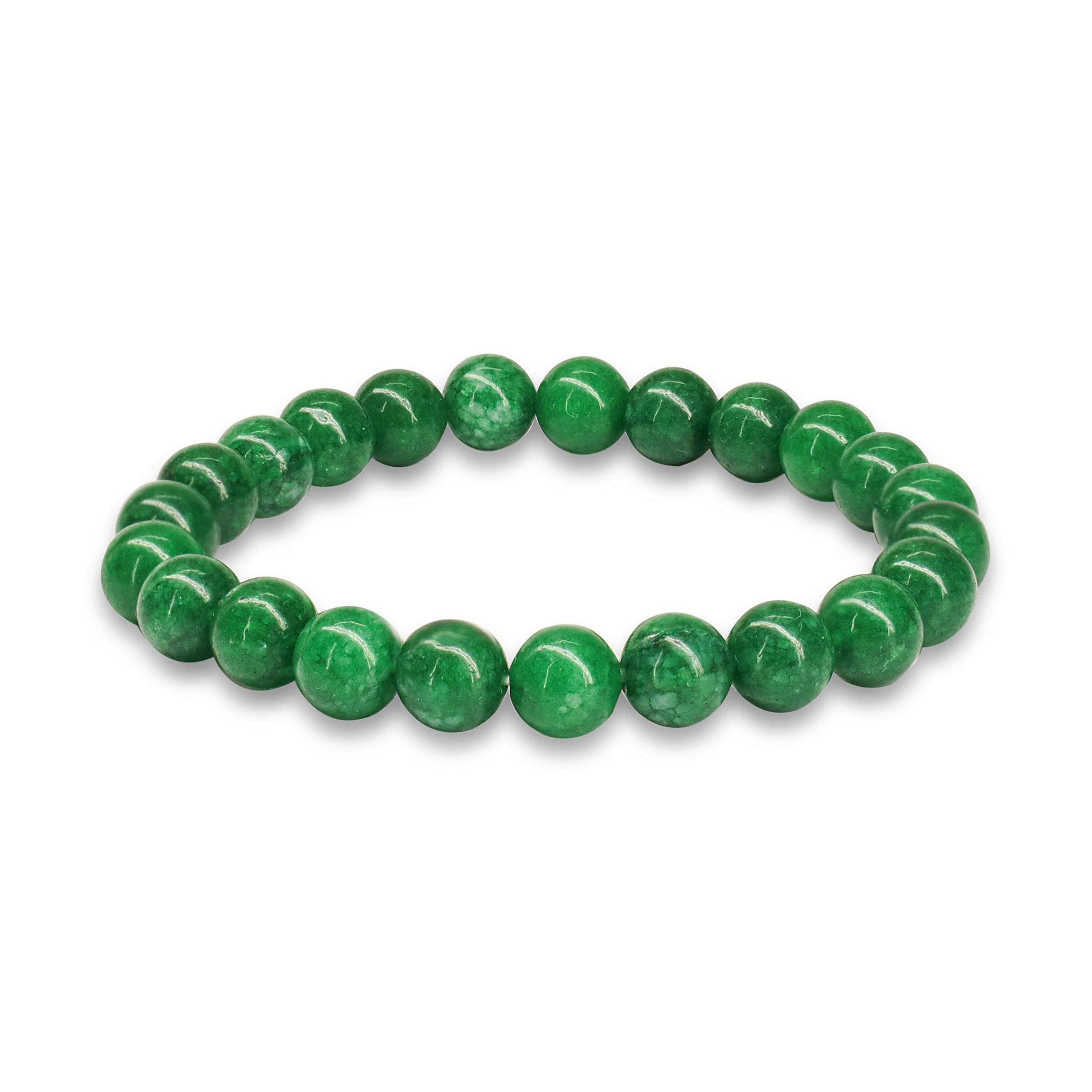 Crystal Vibe Green Jade Bracelet - Healing Crystal Wealth Bracelet - Jade Bracelet for Women Men - Bring Good Luck Prosperity and Emotional Balance - Adjustable Size