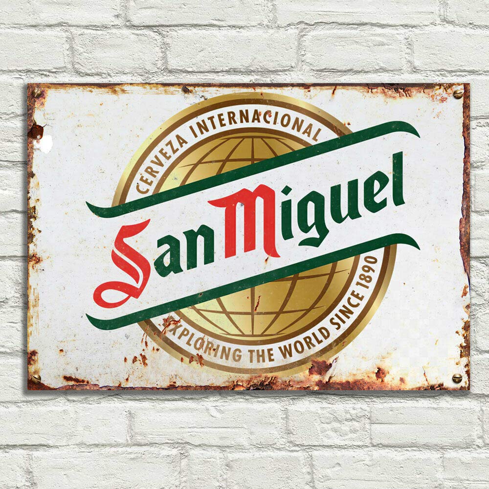 San Miguel Signs Metal Plaque Aluminium Vintage Pub Tiki Bar Home Cafe Wall Beer Retro Club