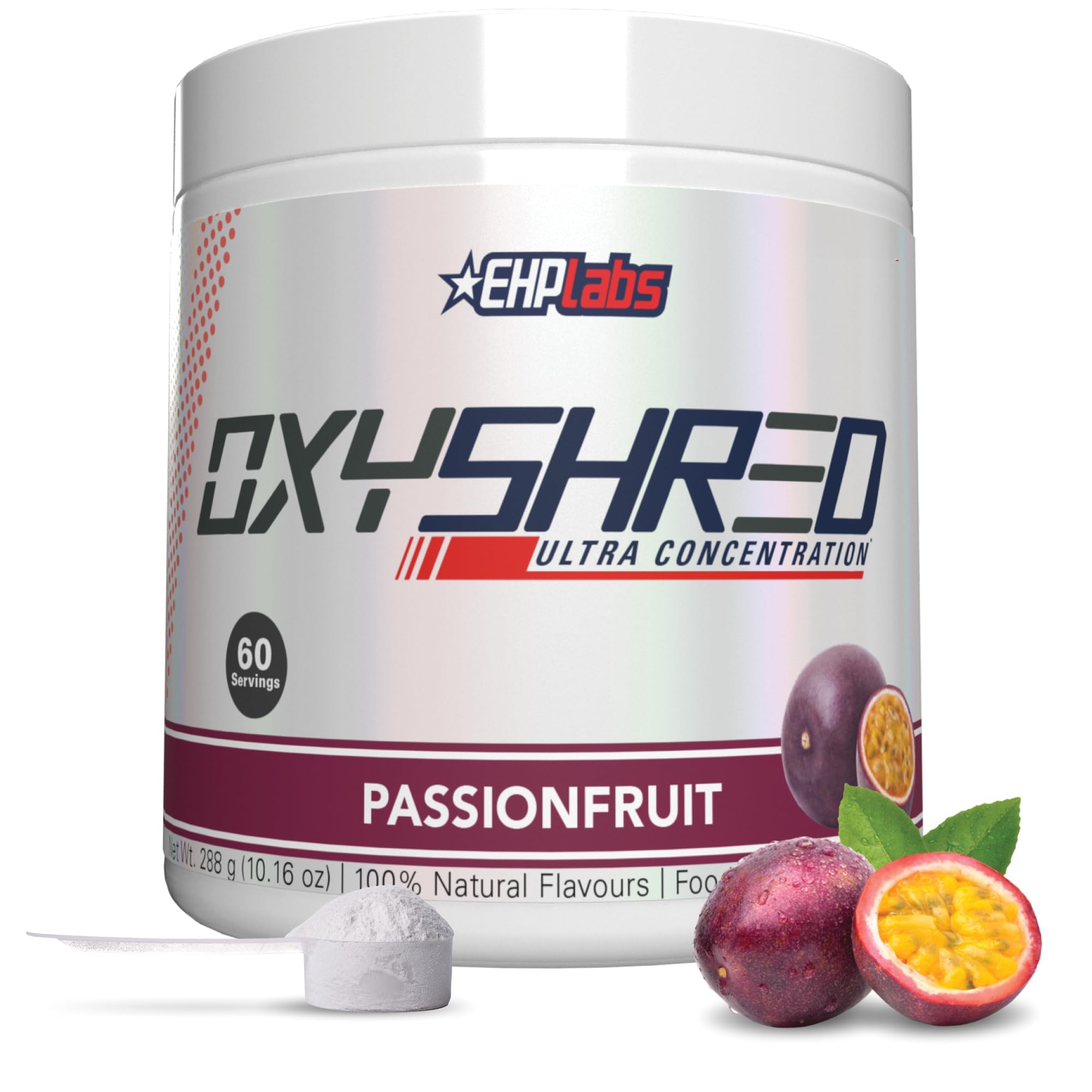 EHP LABS OxyShred Thermogenic Fat Burner by EHPlabs - Weight Loss Supplement, Energy Booster, Pre-Workout, Metabolism Booster, Water cut Mango 60 Servings (Passionfruit)