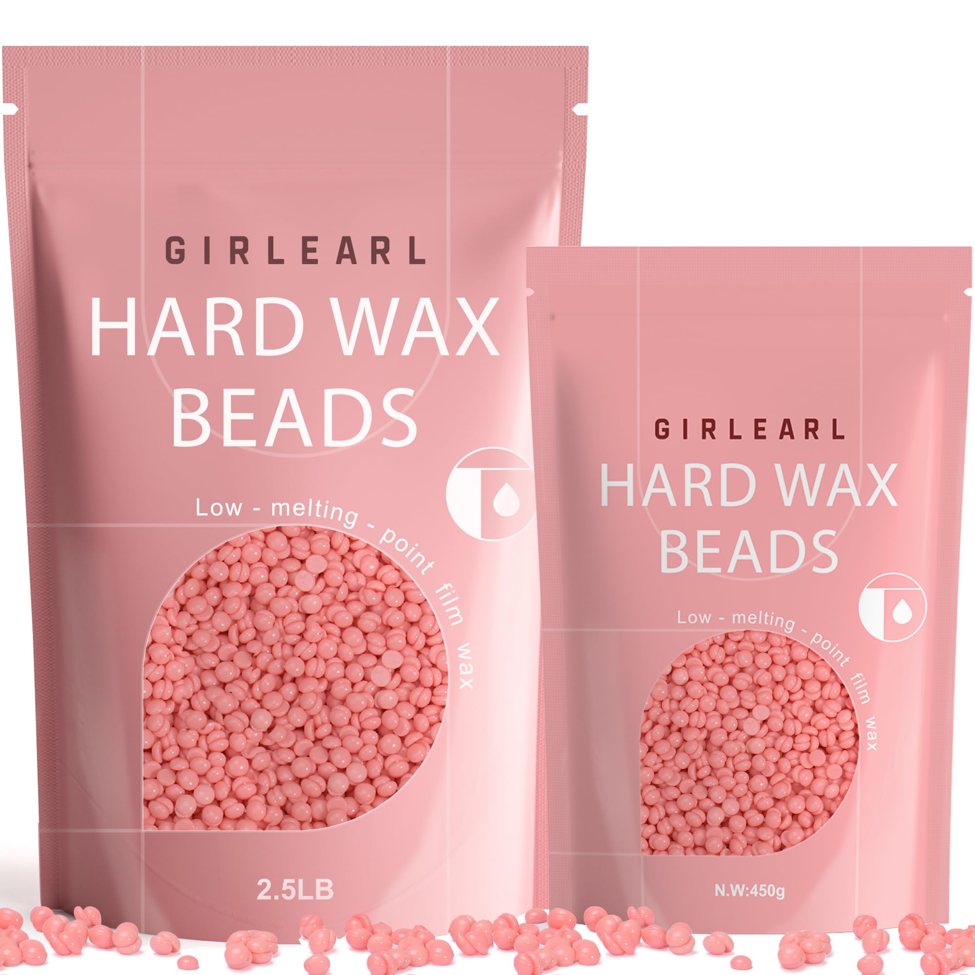 GIRLEARLE 1lb Rose Hard Wax Beads + 2.5lb Rose Hard Wax Beads for Hair Removal at Home for Brazilian bikini waxing