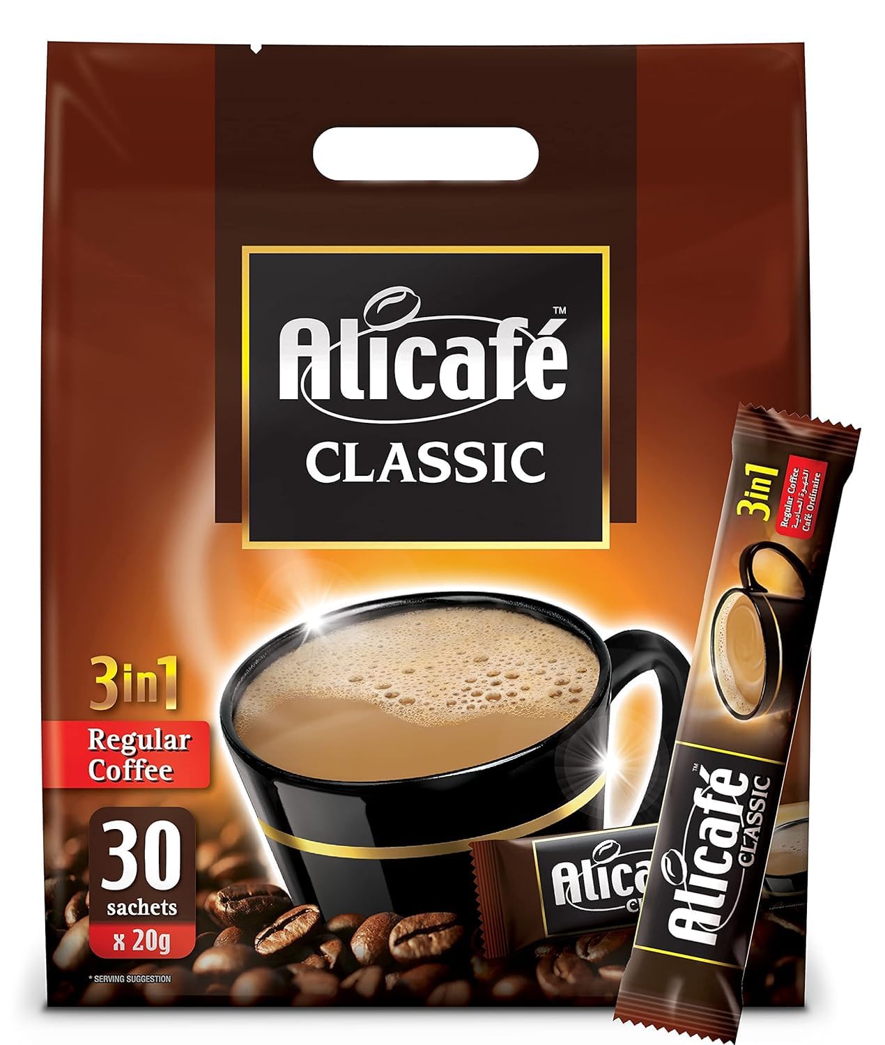 Alicafe Classic 3 In 1 Instant Coffee 30 X 20G 600 Gram (Imported) (Uae), Ground, Packet