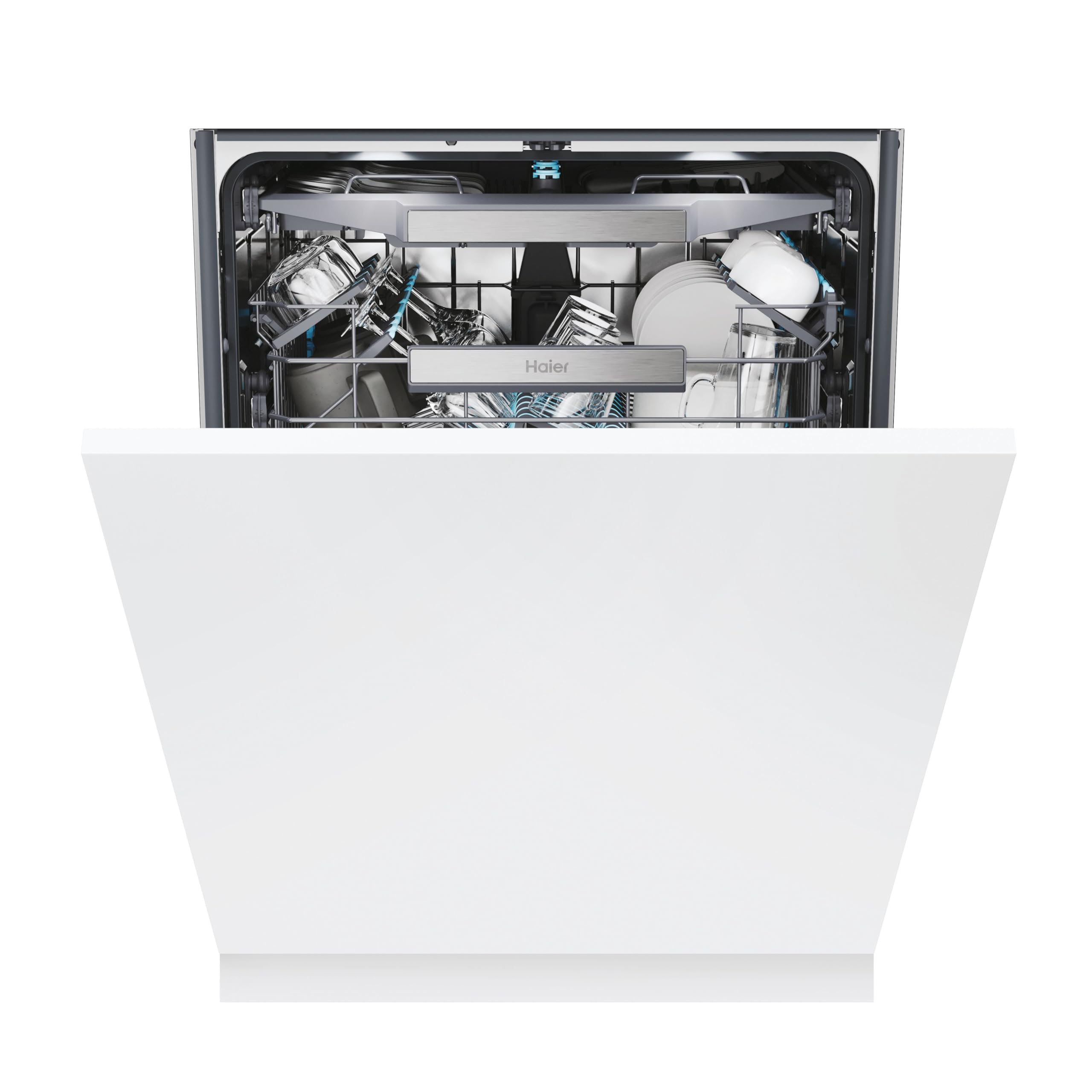 Haier XS 4A4M4PB-80 I-Pro Shine Series 6 Integrated Dishwasher, 14 place Setting, Black Bezel, A Rated [Energy Class A]