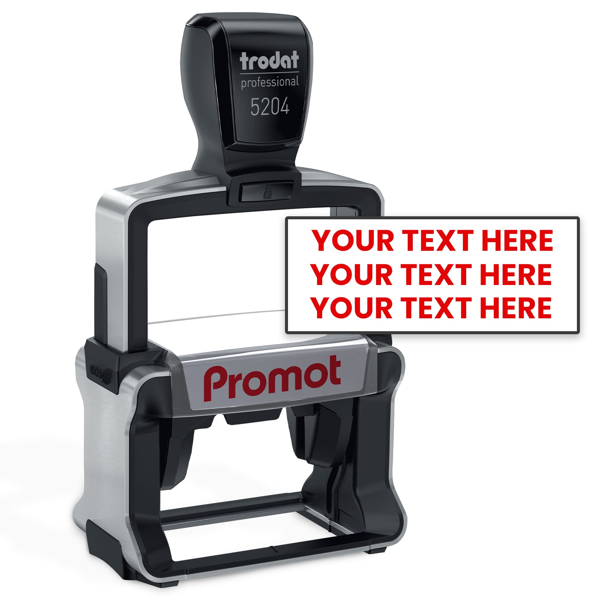 Promot Self Inking 3 Lines Custom Stamp - Personalized Name Stamp for Office, Teacher, Address & Business Label Stamp - Customizable Professional Rubber Stamps - Choose Font, Ink Color, Pad - Medium