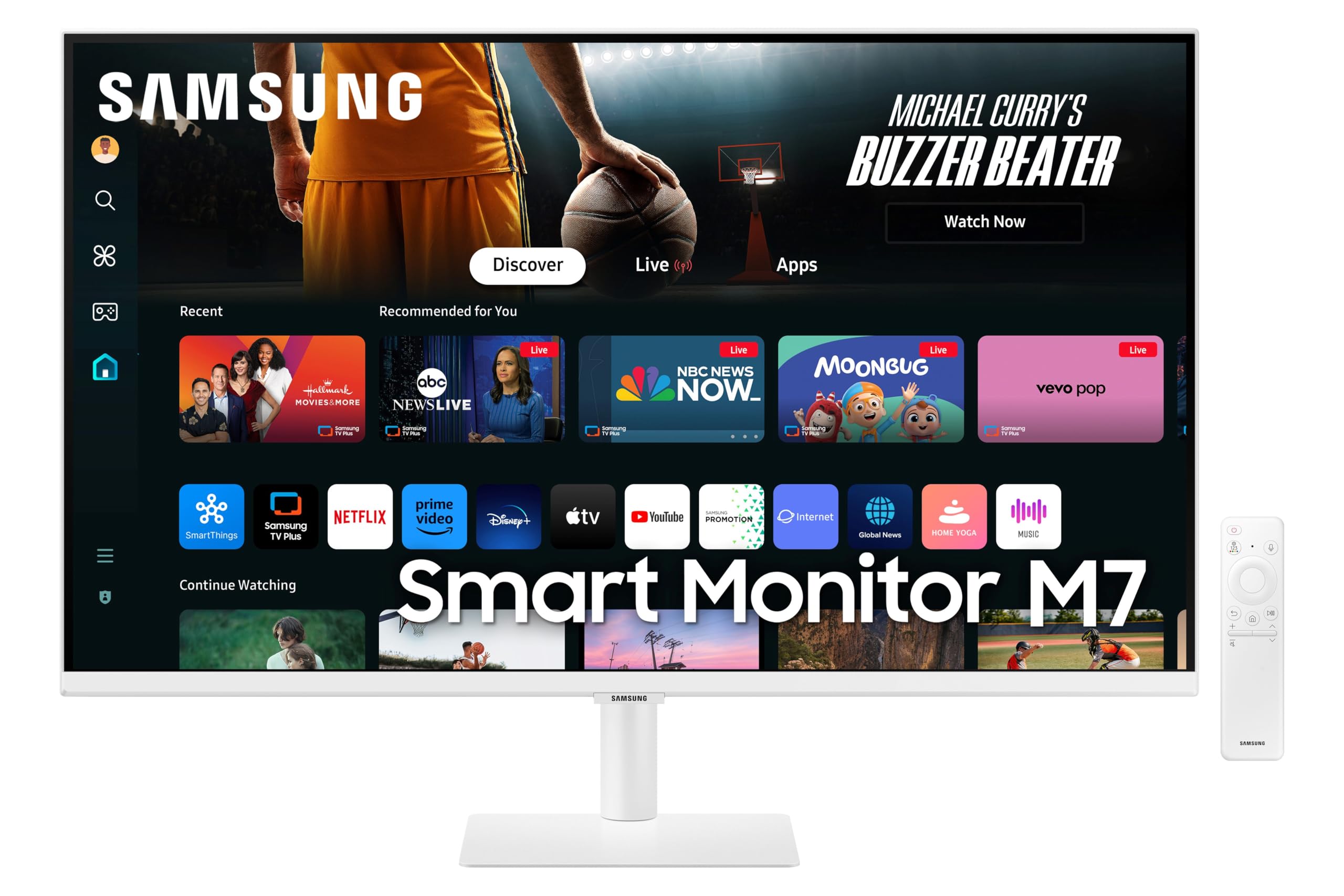 Samsung 32-inch(80cm) M7 UHD 4K Smart Monitor, 3840x2160, 60 Hz, OTT Apps, IoT Hub, Office 365, Workout Tracker, Multiple Ports, Speakers, Remote, Daisy Chain, Wi-Fi, Bluetooth (LS32DM701UWXXL, White)