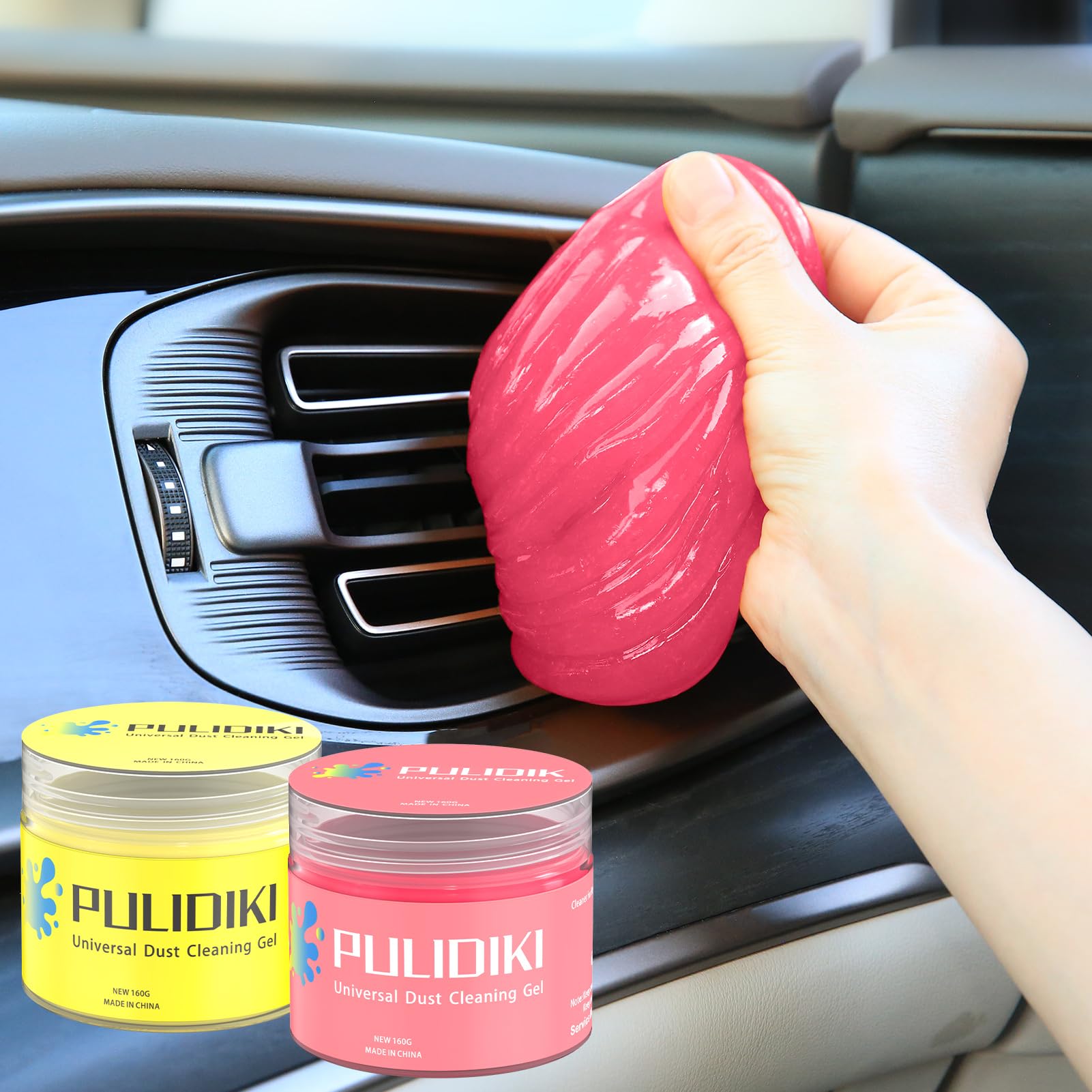 PULIDIKICar Cleaning Gel for Car Cleaning Putty Car Putty Car Slime Detailing Putty Auto Detail Tools Car Interior Cleaner Car Cleaning Kits Keyboard Cleaner Yellow Pink (2Pack)