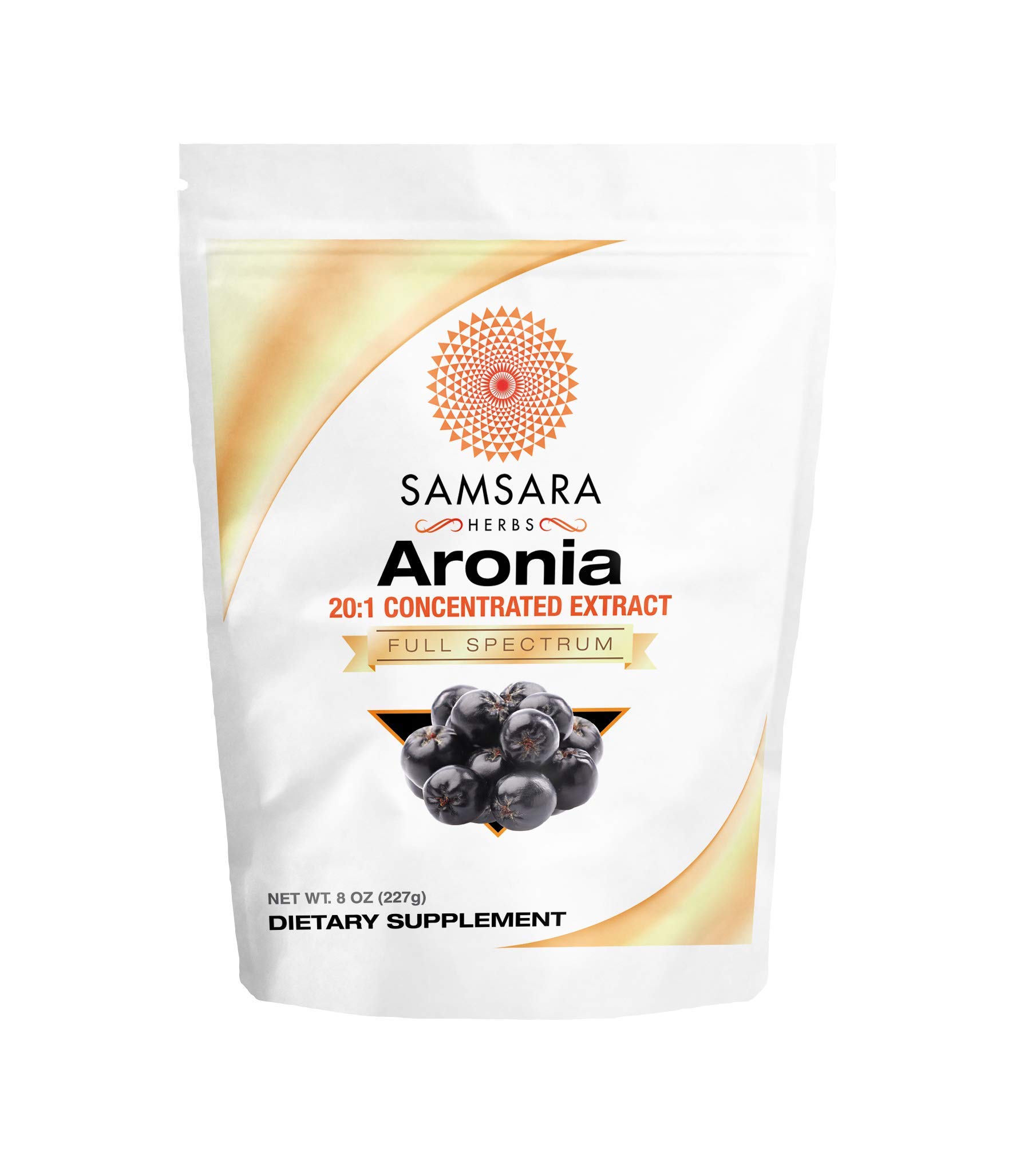 Samsara HerbsAronia Berry 20:1 Extract Powder (8oz/227g) - Antioxidant, Flavonoids and Polyphenols Supplement - High ORAC - Native American Berry - Improves Wellbeing