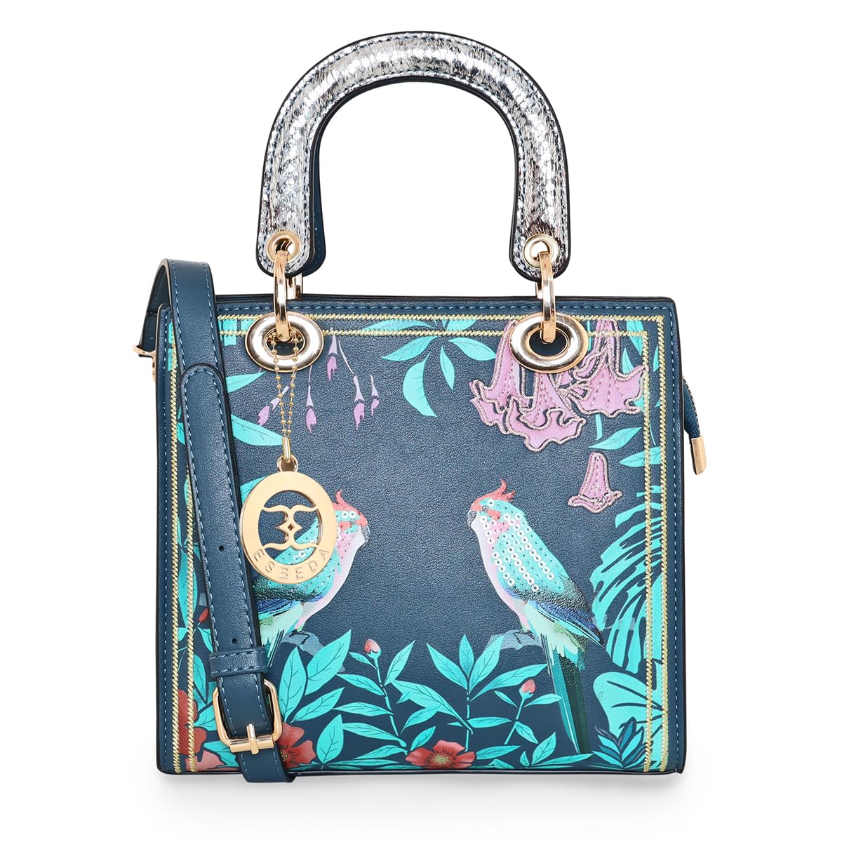 ESBEDABlue Color Love Birds Design Handbag For Women