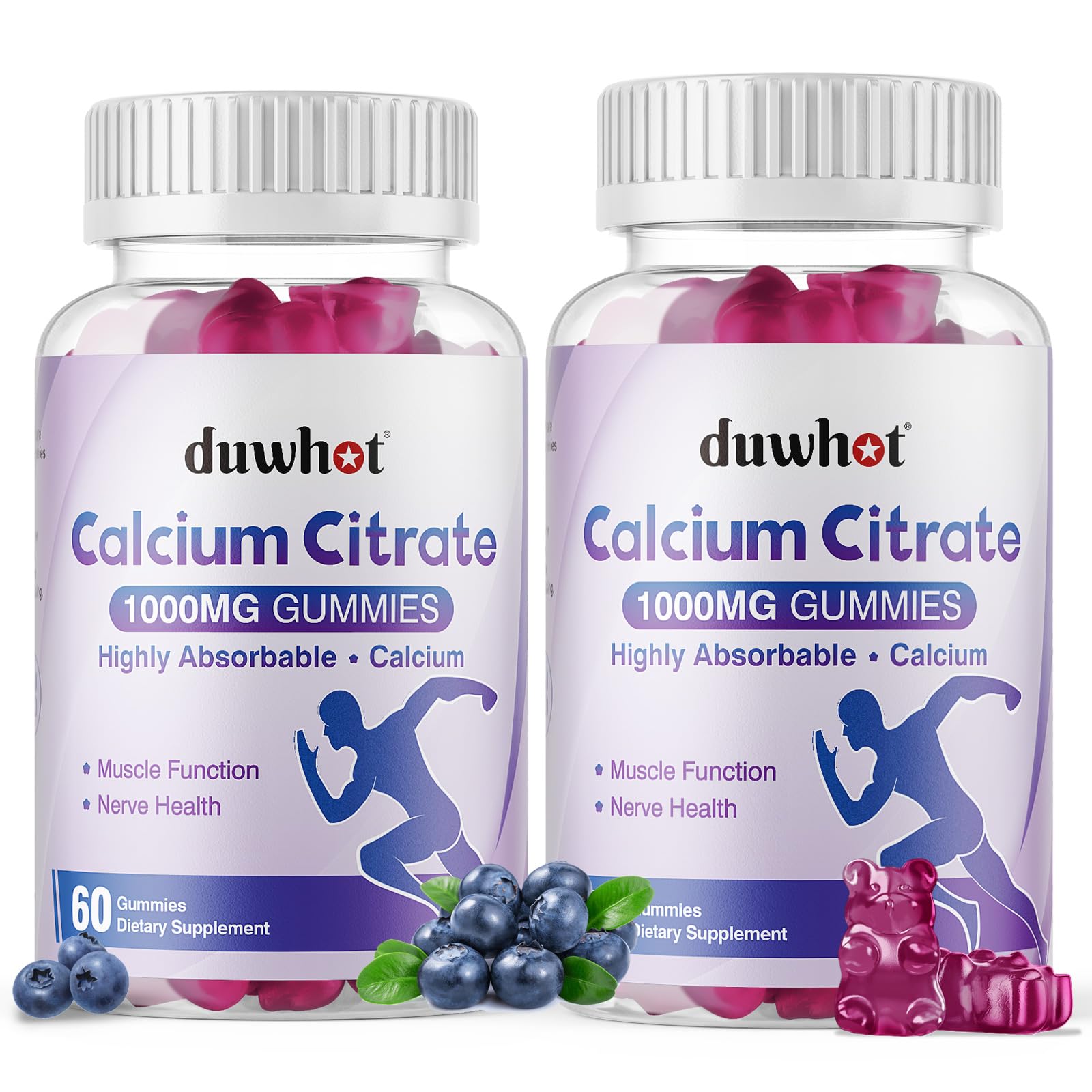 Calcium Citrate Gummies, Chewable Calcium Citrate 1000mg for Bone, Muscle & Immune Support, Ultimate Absorption Calcium Supplements for Women & Men, Blueberry,120 Chews