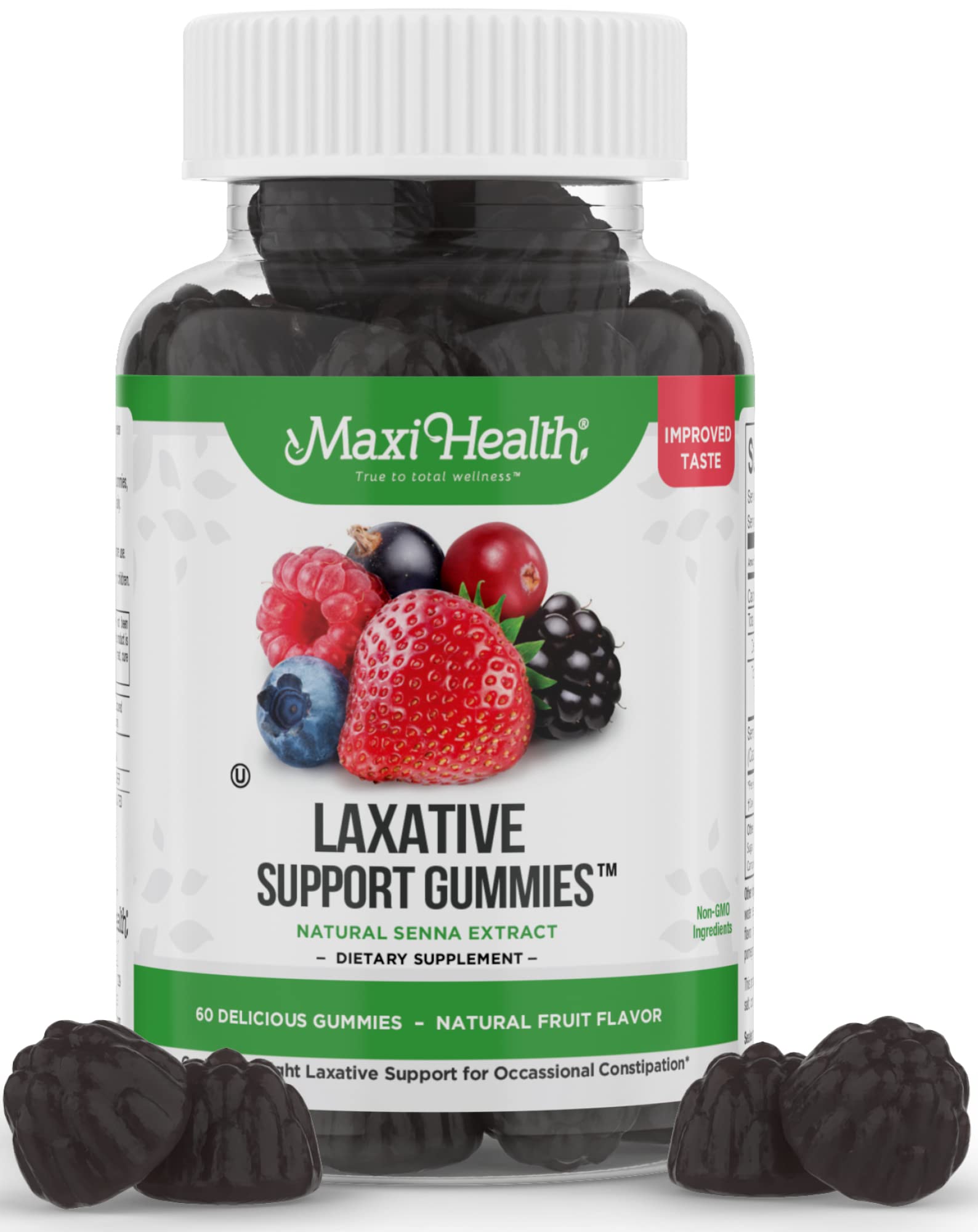 Maxi HealthGentle Laxative Gummies for Adults & Kids - Gummy Laxatives - Constipation Relief for Women & Men - Natural Senna Leaf Extract Stool Support – 60