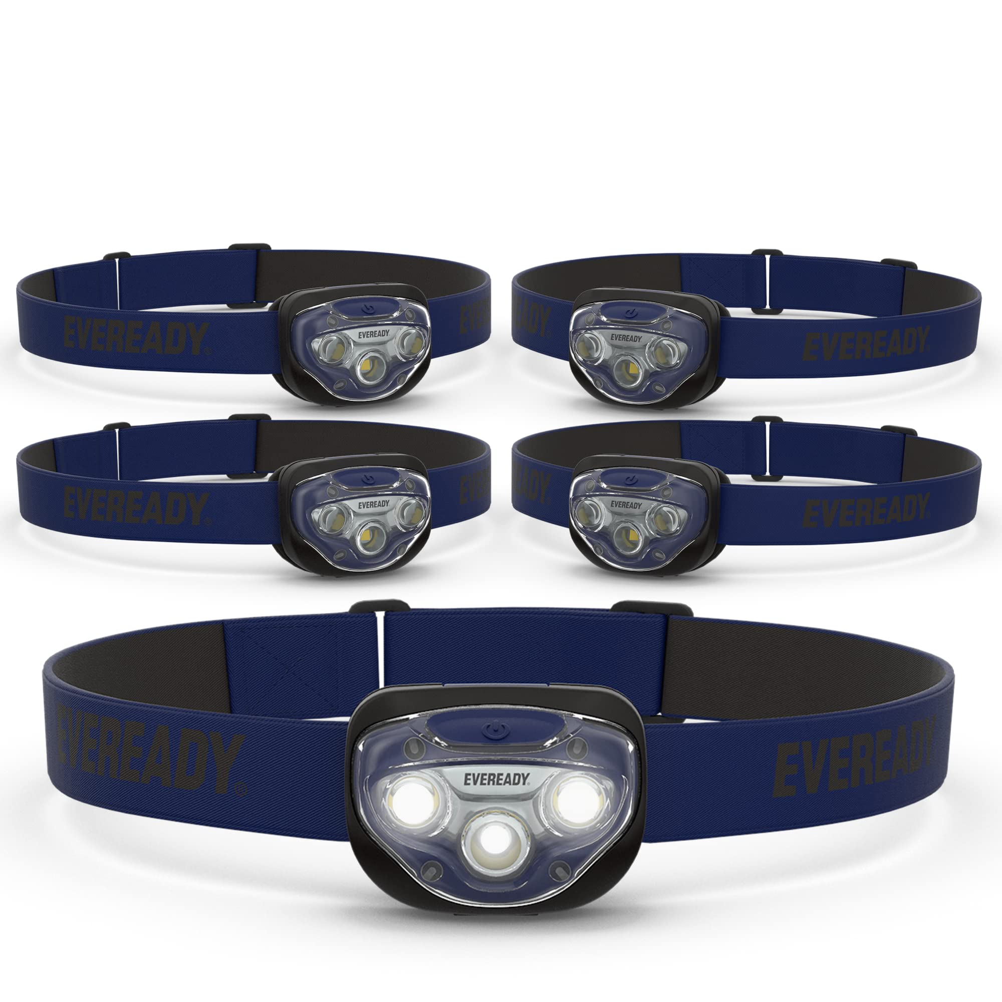 EVEREADY LED Headlamps (5-Pack), Bright and Durable Head Lights for Running, Camping, Fishing, Emergency (Batteries Included)