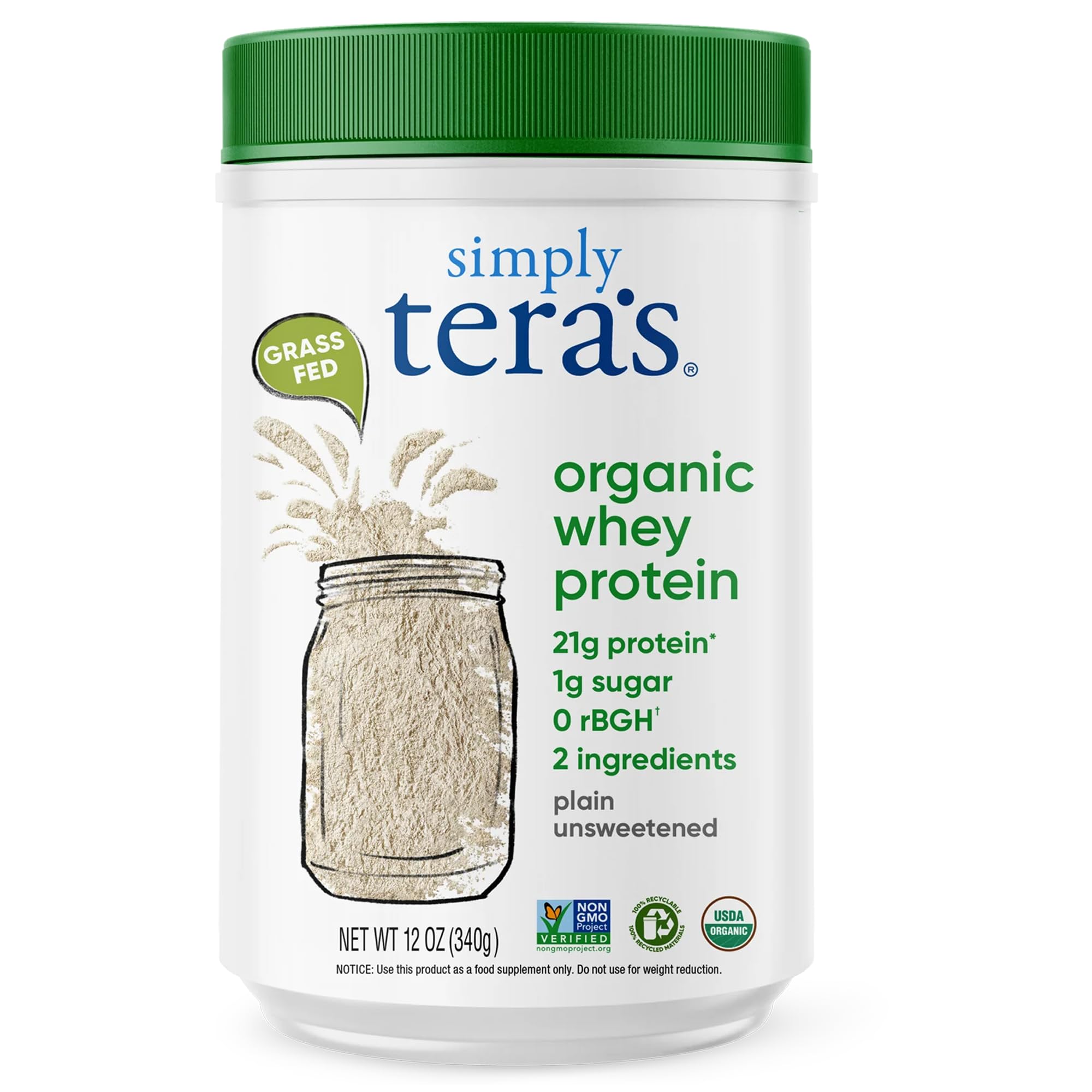 Tera's Whey, Organic Original Whey Protein Powder, 12 Oz