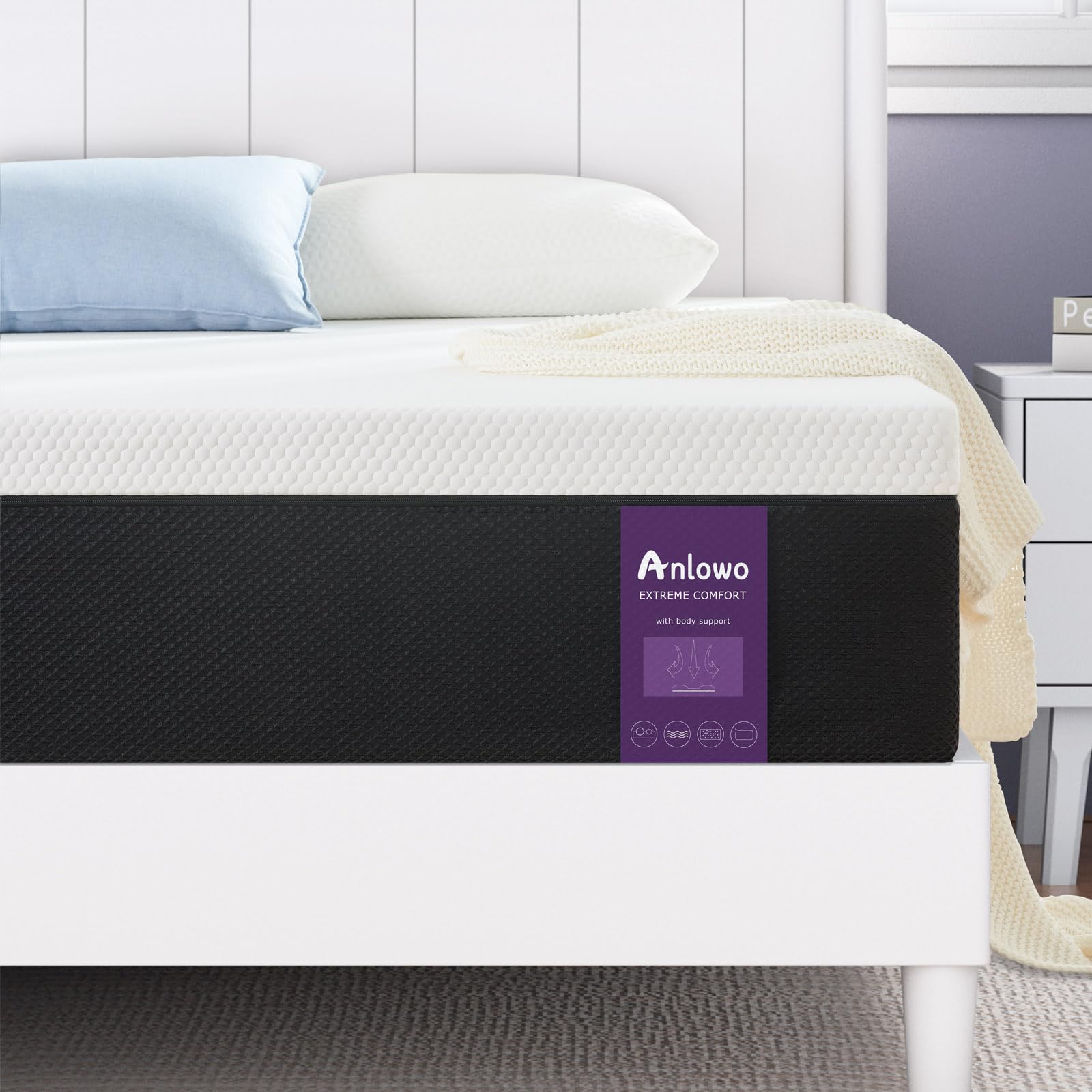 Anlowo Double Mattress, 135x190x15cm, Comfortable Memory Foam, Skin-friendly Soft and Gentle Care, Medium Firm, Scientificy Support, Breathable and Comfortable Mattress.