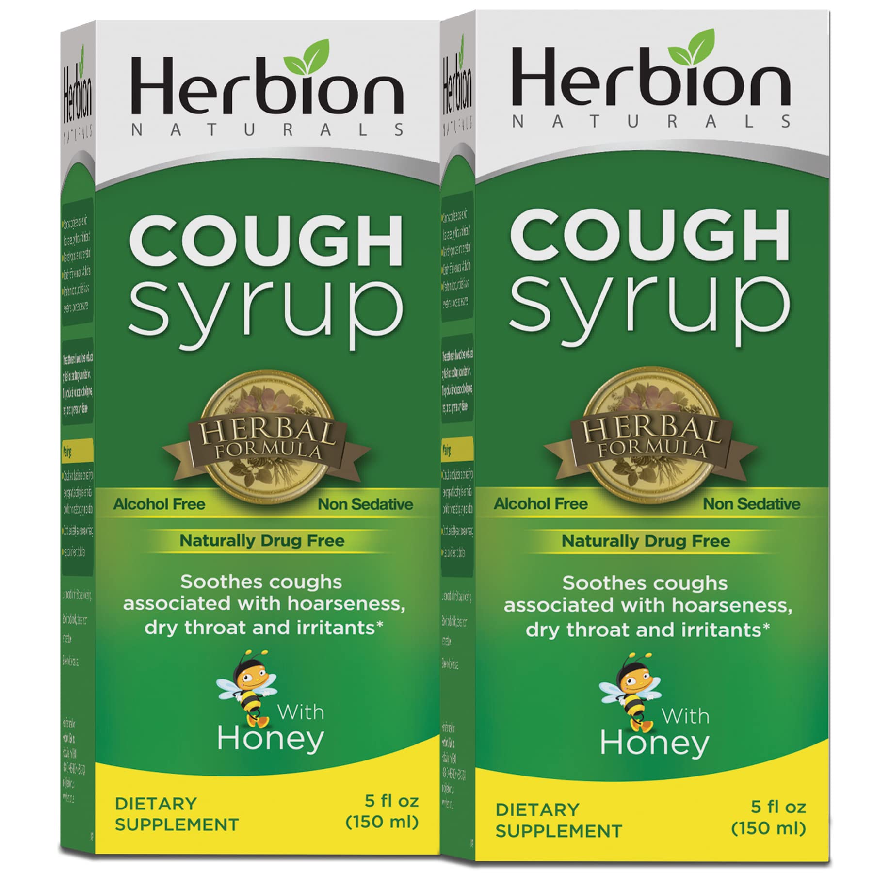 Herbion Naturals, Cough Syrup with El Jarabe para La TOS Con Miel Naturally Tasty Soothes Throat, Green, Honey, 5 Fl Oz