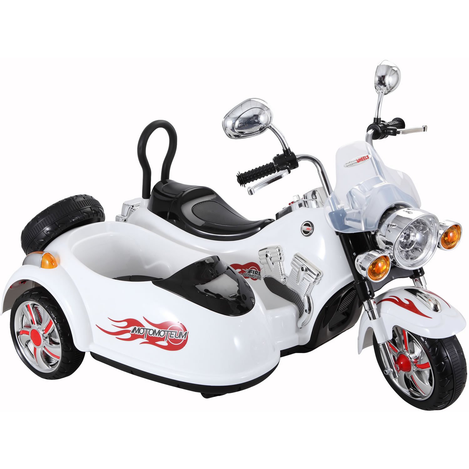 RACEWINNER Children Electric Motorcycle Ride On Toys With 2-Seater Side Car SX138