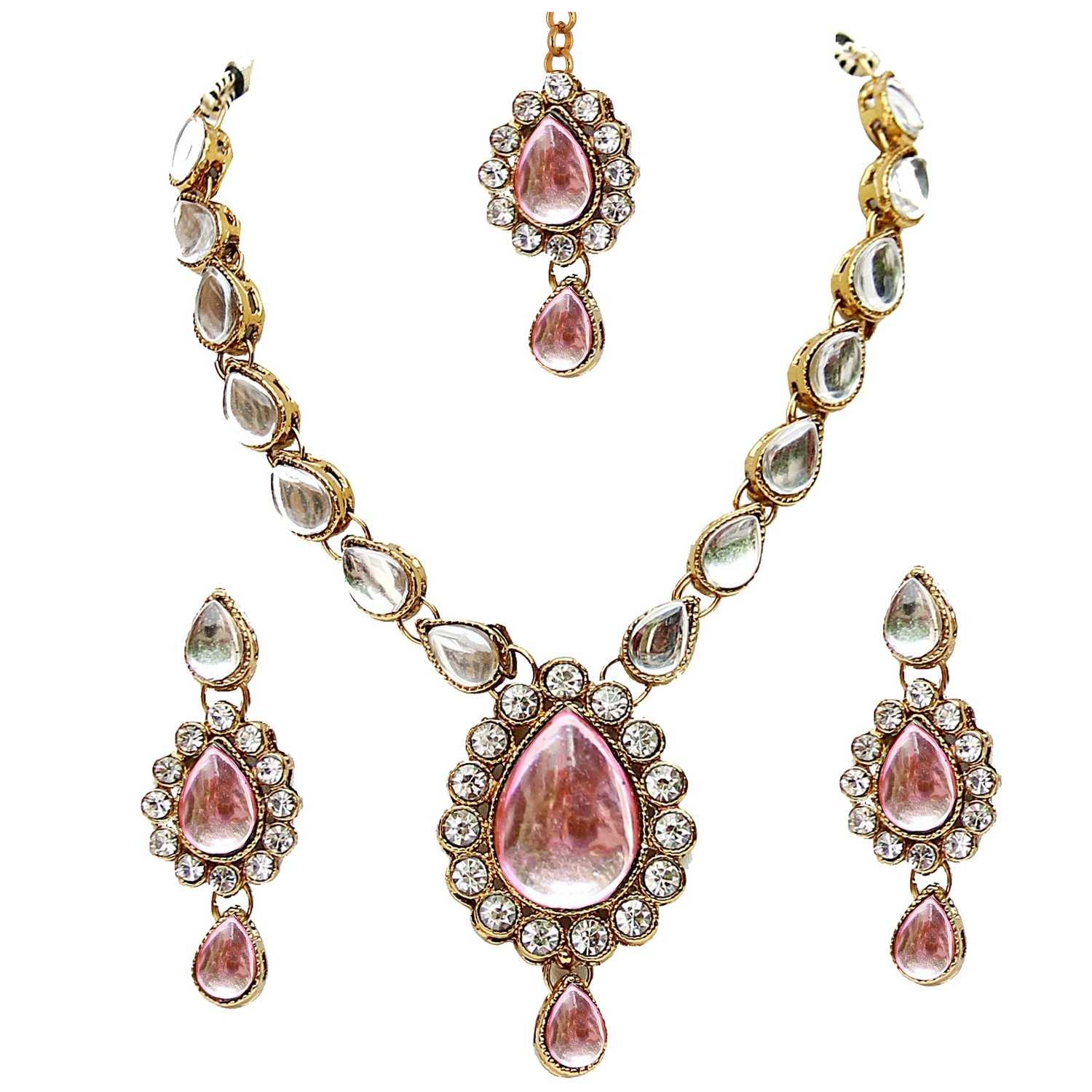 Lucky JewelleryTraditional Gold Plated Kundan Necklace Set for Girl & Women (MSK-1-LINE-parent)