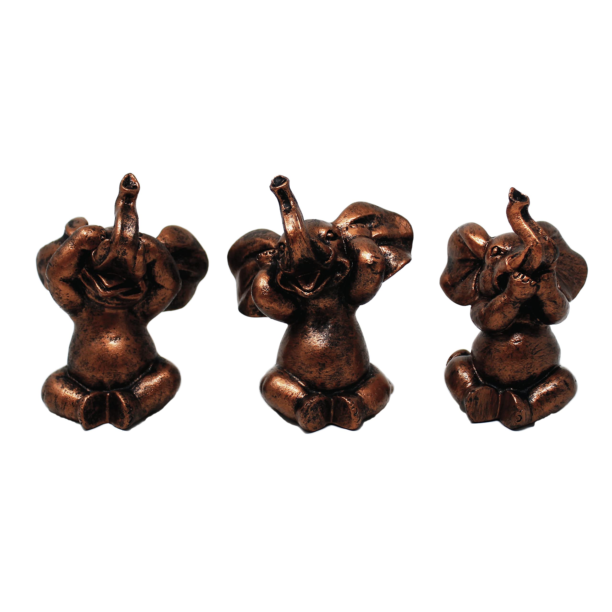 Nature's Mark3 Baby Elephants See No Evil Speak No Evil Hear No Evil Resin Statue Figurine Home Decorative Accent Decor