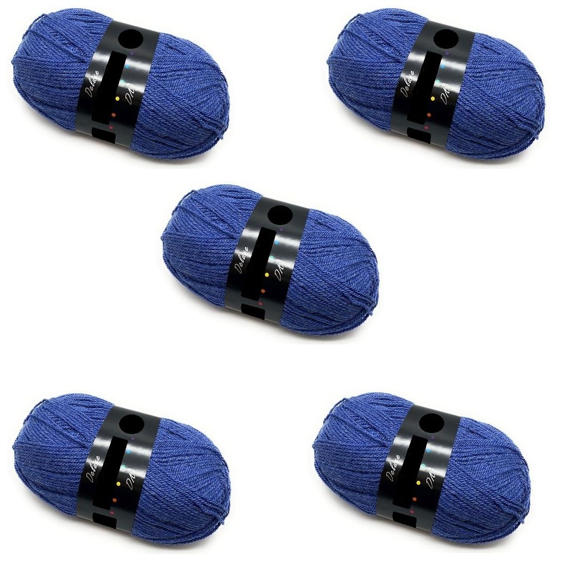 Pack of 5 x 100g Balls Blue Double Knitting Wool - Denim