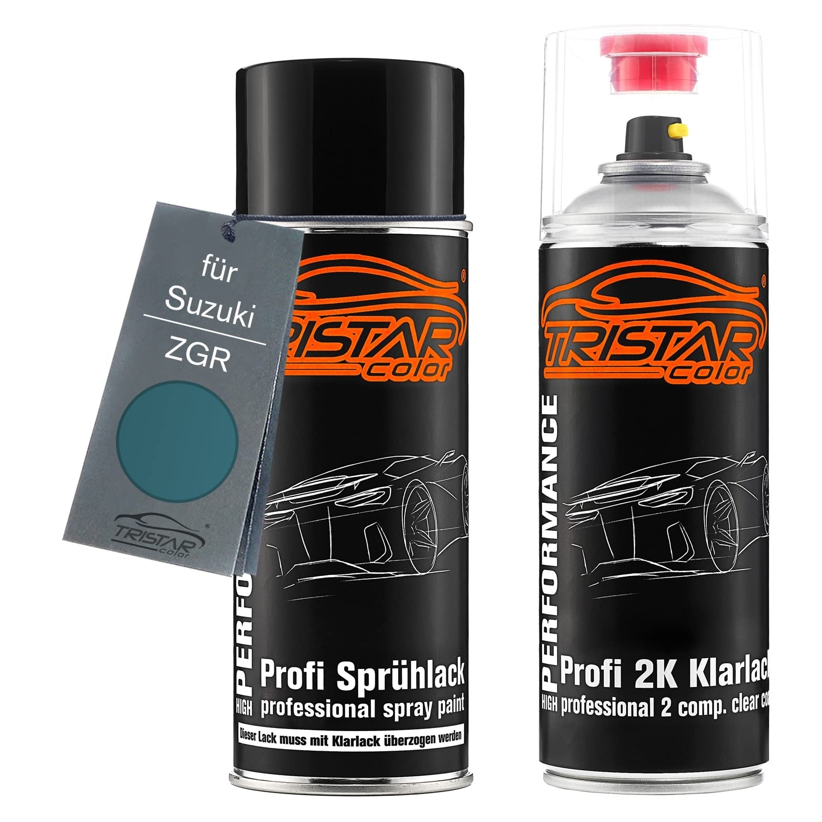 TRISTARcolor Car Paint 2K spray can set for Suzuki ZGR Traverse Blue Green Metallic Base coat 2K clear coat spray can