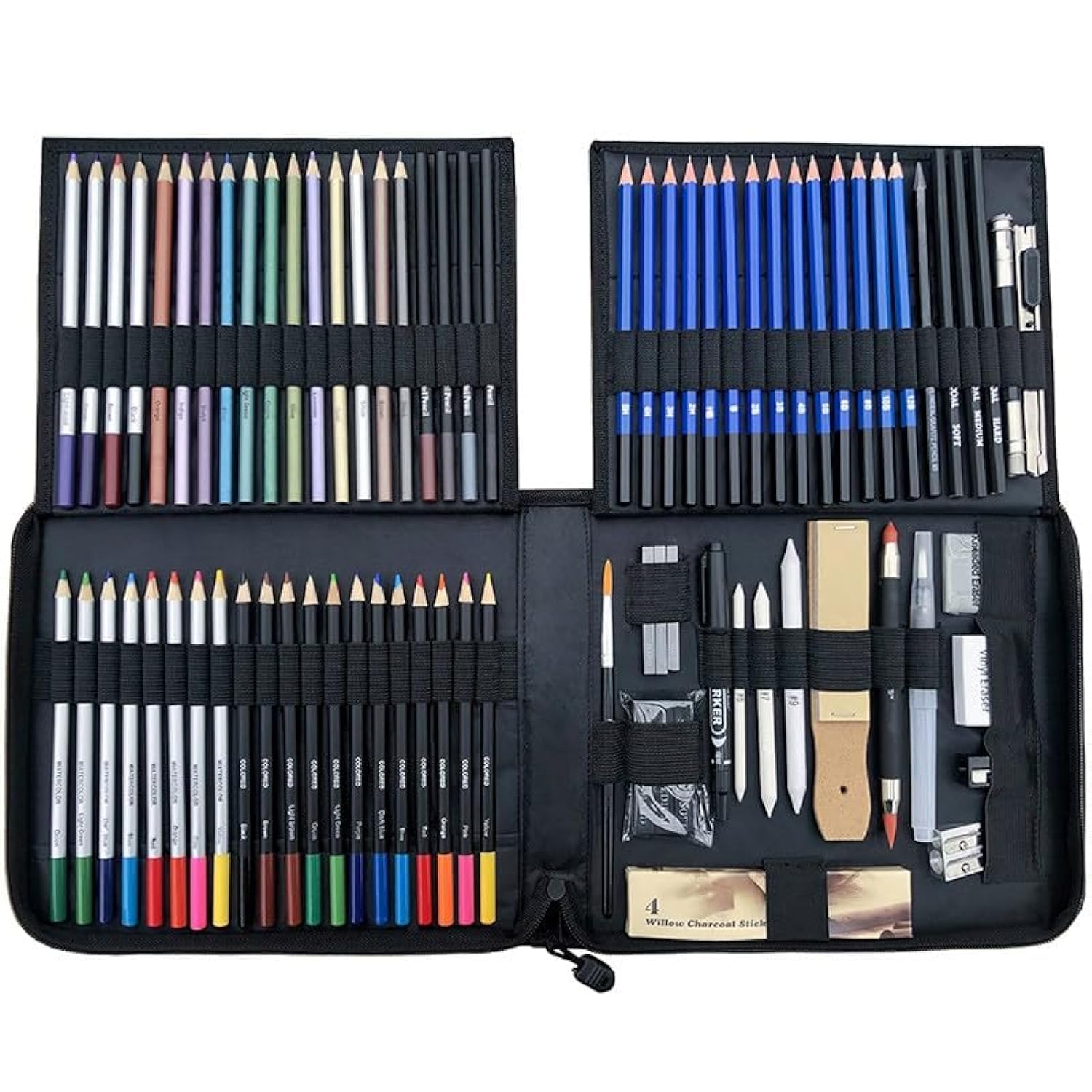 Drawing Pencils Set, 83-Pcs Sketch Pencils and Drawing Kit, Complete Artist Kit Includes Graphite Pencils, Charcoal Sticks, Sharpener & Eraser, Professional Sketch Pencils Set (83 Pcs)