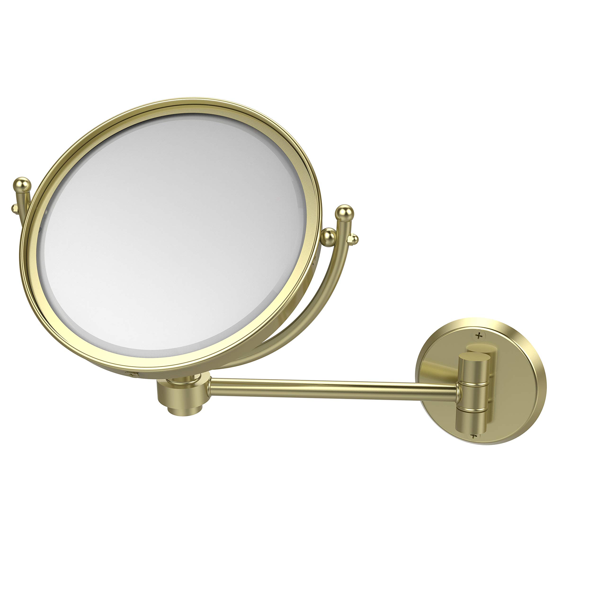 Allied BrassWM-5/2X 8 Inch Wall Mounted 2X Magnification Make-Up Mirror, Satin Brass