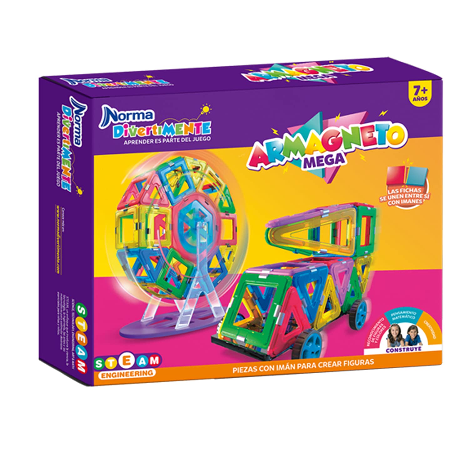 Playlearn Magnetic Building Block Shapes 3D Creative Construction Toy 76 PCS with a instruction manual Educational Gift For boys or Girls!