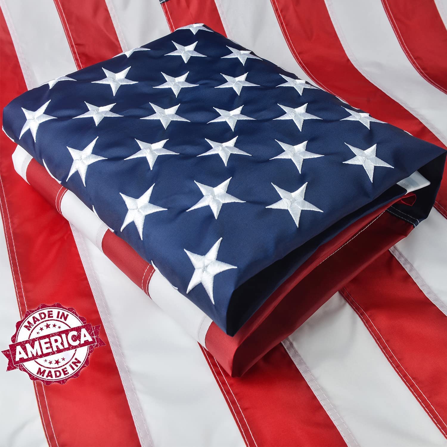 2.5x4 American Flag Outdoor Heavy Duty, 100% Made in USA, US Flag 2.5x4 ft, USA Flag with Embroidered Stars and Sewn Stripes Brass Grommets