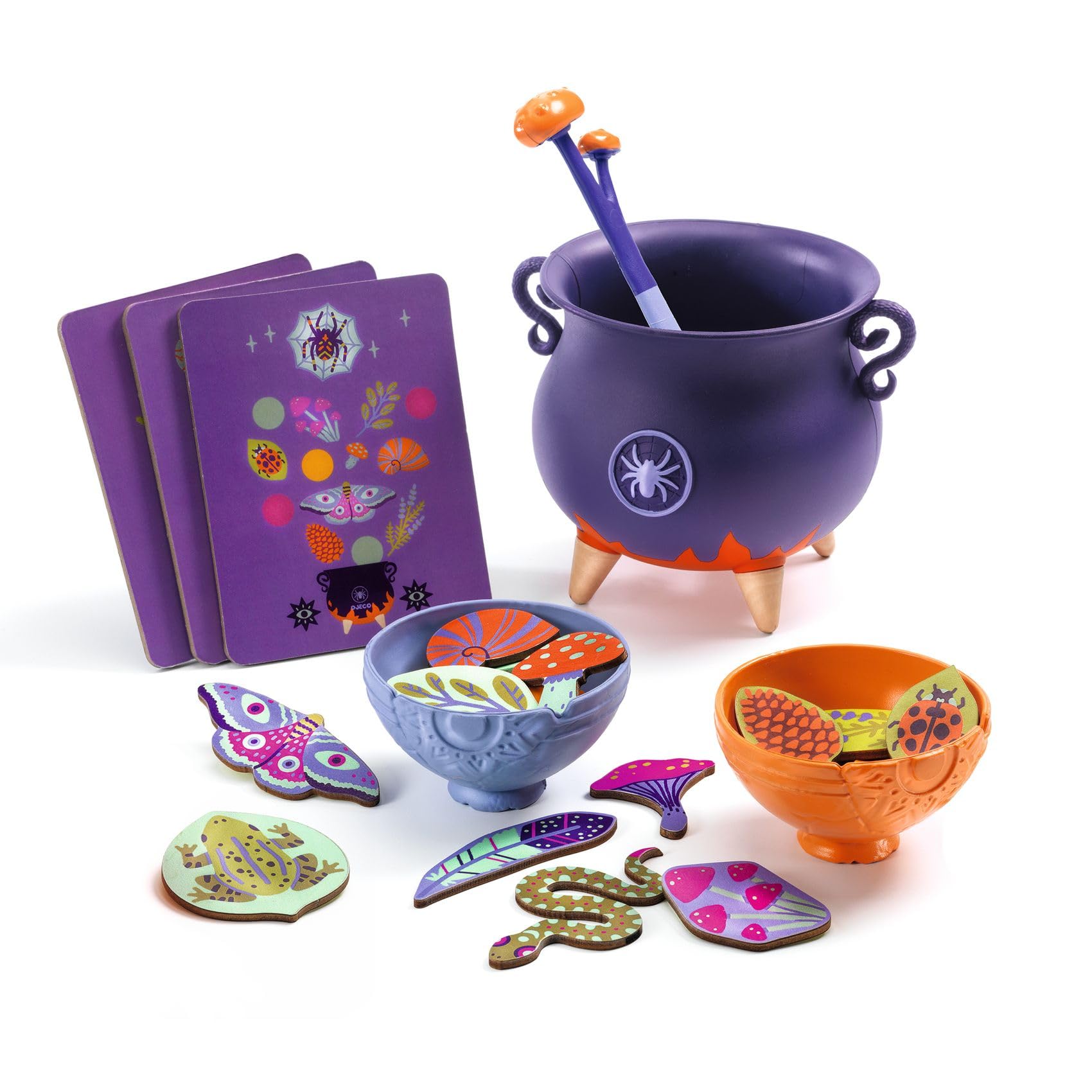 DJECOWitch Soup & Magic Potion Toy Kit for Girls - Fun Pretend Play for Little Kids - Magical Toy Set, Cauldron, Wooden Ingredients, Bowl, Ladle, Cards - for Toddlers, Girls & Boys Ages 3+